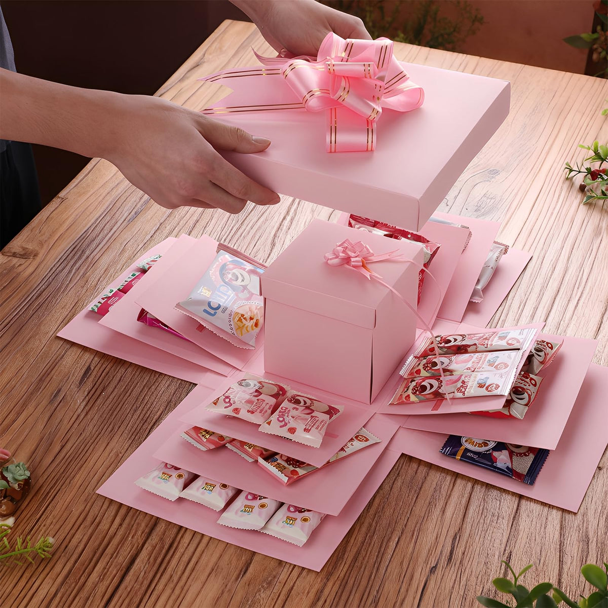 Making gift-giving even more memorable: Creative Explosion gift box, Surprise gift box explosion, Surprise box, Gift wrap box. 5-Layer DIY gifts, A Fun & Thoughtful & Meaningful gift for kids, man, women. (Pink)