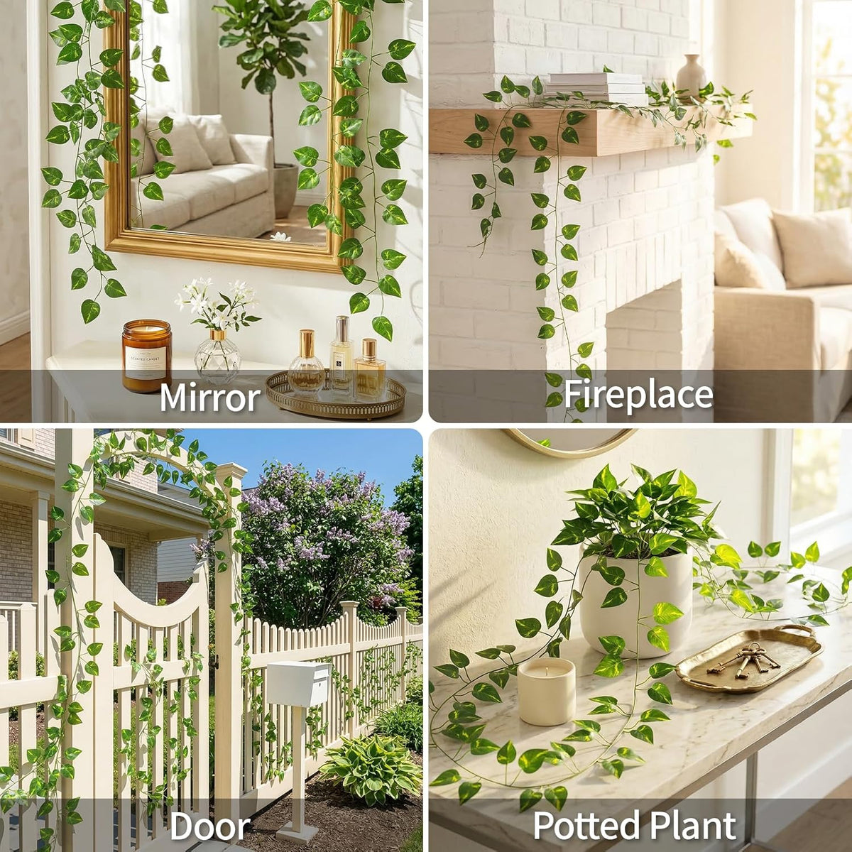 Suddus Artificial Pothos Leaves | 33 Feet Faux Greenery Hanging Garland for Home & Garden Decor