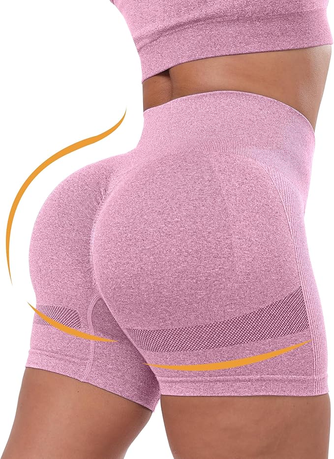 CHRLEISURE Women's 4 Packs Workout Gym Shorts, High Waisted Butt Lifting Scrunch Butt Seamless Booty Shorts