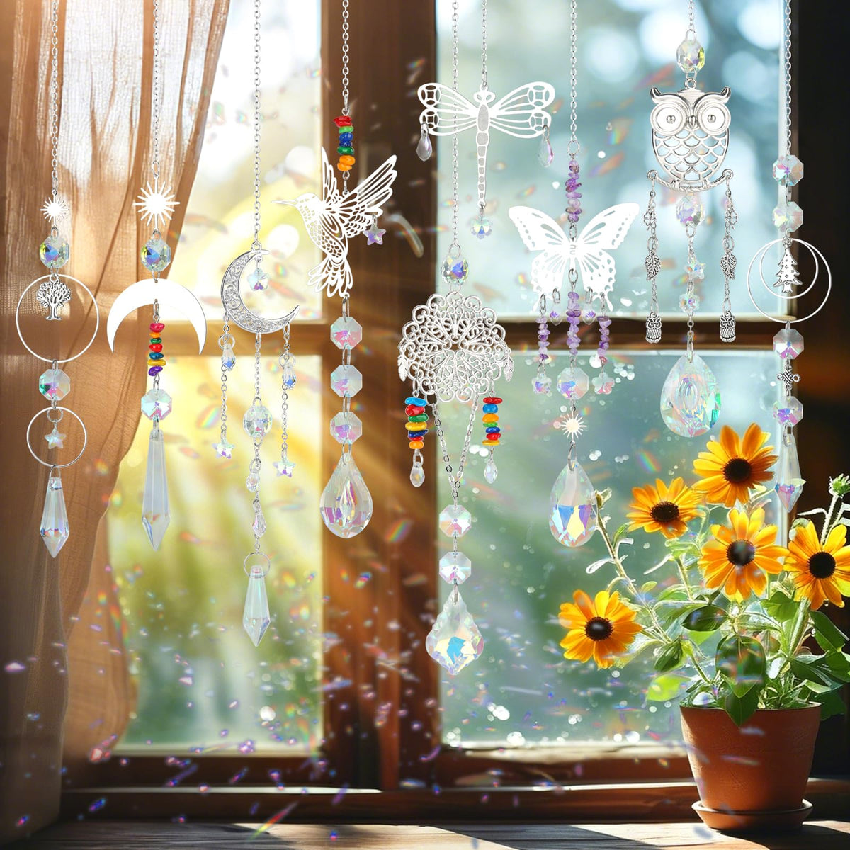 Worgree DIY Suncatcher Kit 460pcs Sun Catchers Making Supplies Art and Crafts for Adults Hanging Prism Sun Catcher with Crystals Ball Indoor Window Home Wedding Garden Festival Decor Gifts