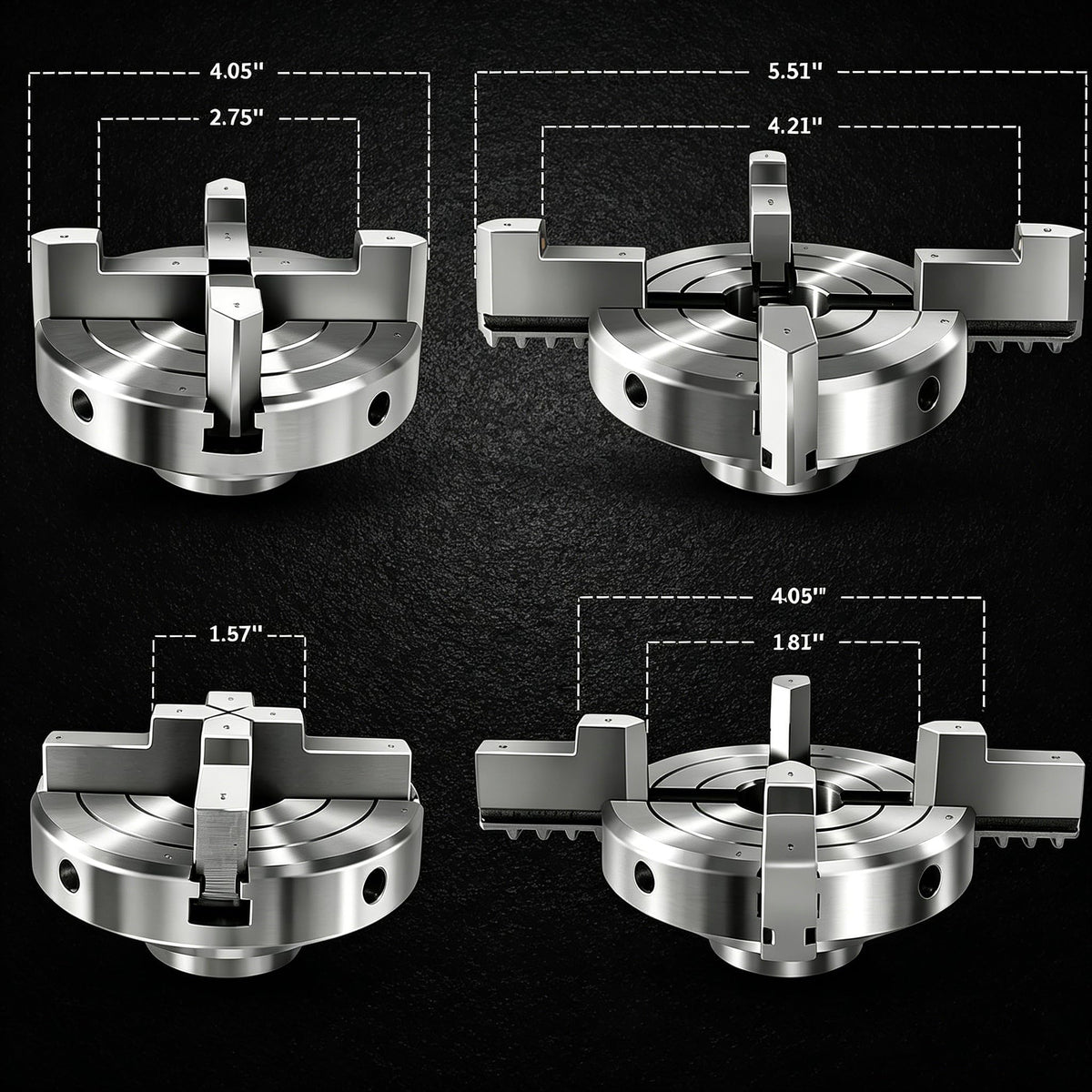 4 Inch Wood Lathe Chuck, 4 Reversible Jaws Self-Centering Lathe Chuck, Thread 1 x 8TPI Lathe Chuck for Woodturning.