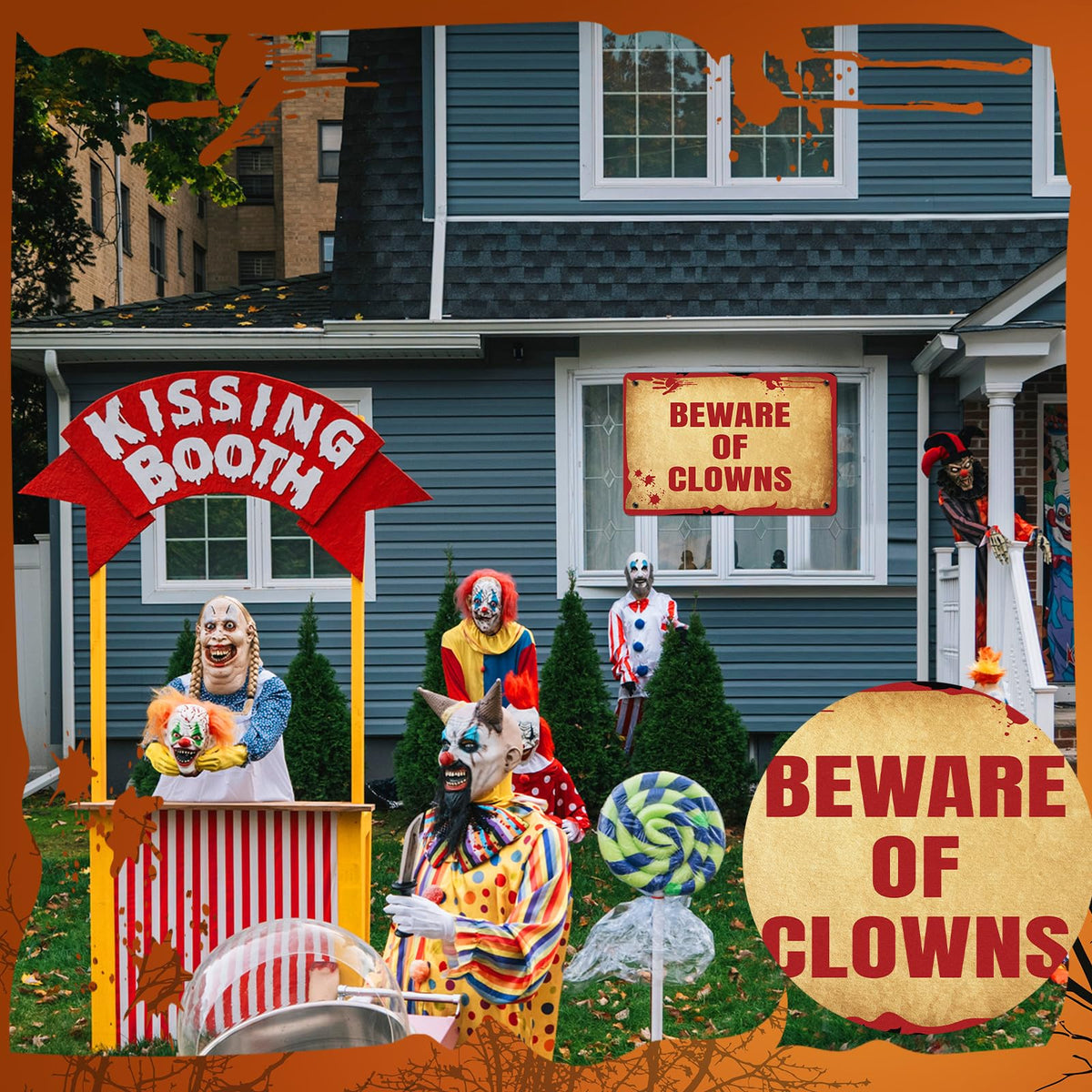 MorningRo 2 Pcs Halloween Clown Metal Signs Beware of Clowns and Creepy Carnival Metal Tin Signs Halloween Evil Circus Porch Sign for Carnival Party Clown Holiday Outdoor Indoor Decoration