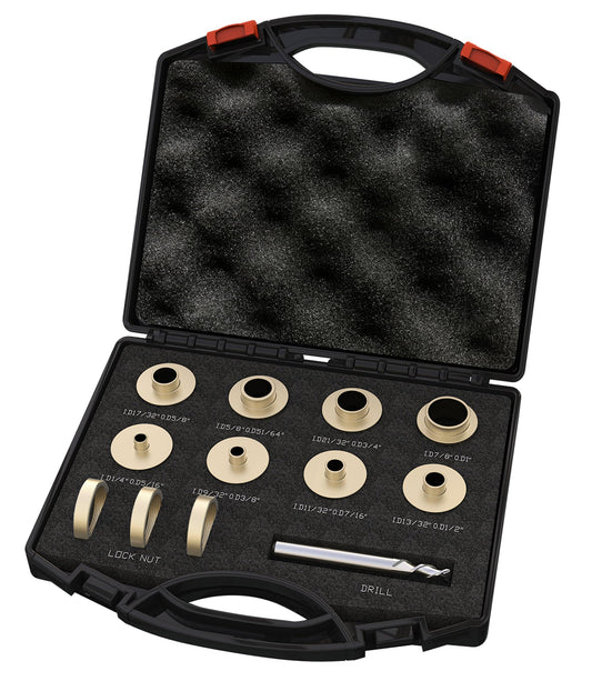 inBovoga 11 Pcs Precision Brass Router Template Bushing Guides Sets and 1/4" Shank Woodworking Router with Carrying Case, Fits Porter Cable Style Router Sub Bases