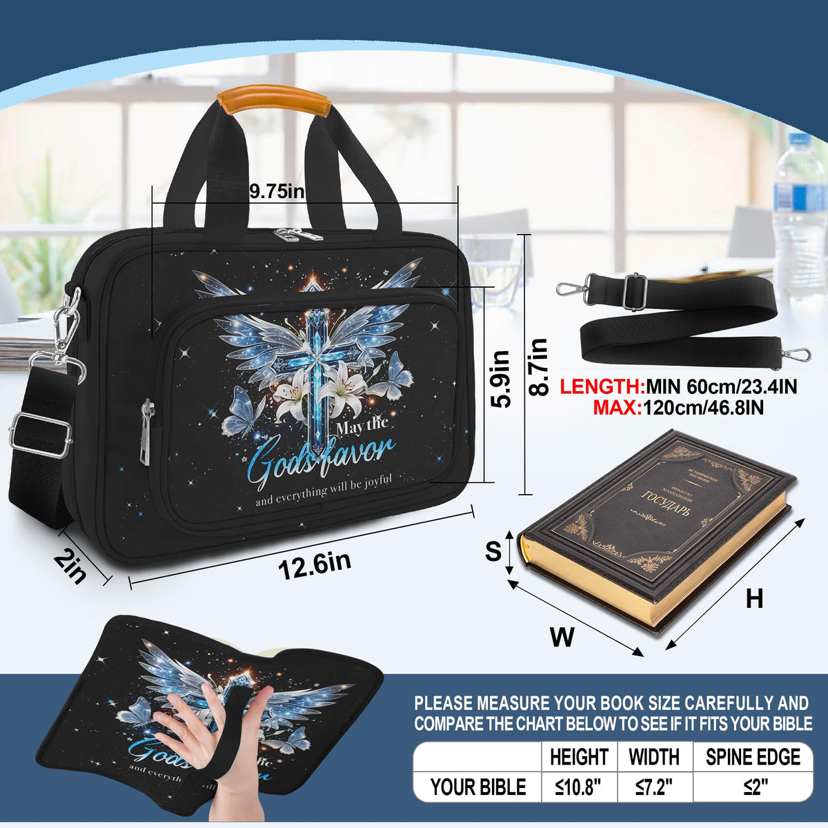 Bible Cover for Women Large Bible Cover Bible Carrier Bag for Women Organizer Cross Bible Study Supplies Journaling Kit Book Carrying Case with Bible Highlighters Shoulder Strap Christian Gifts