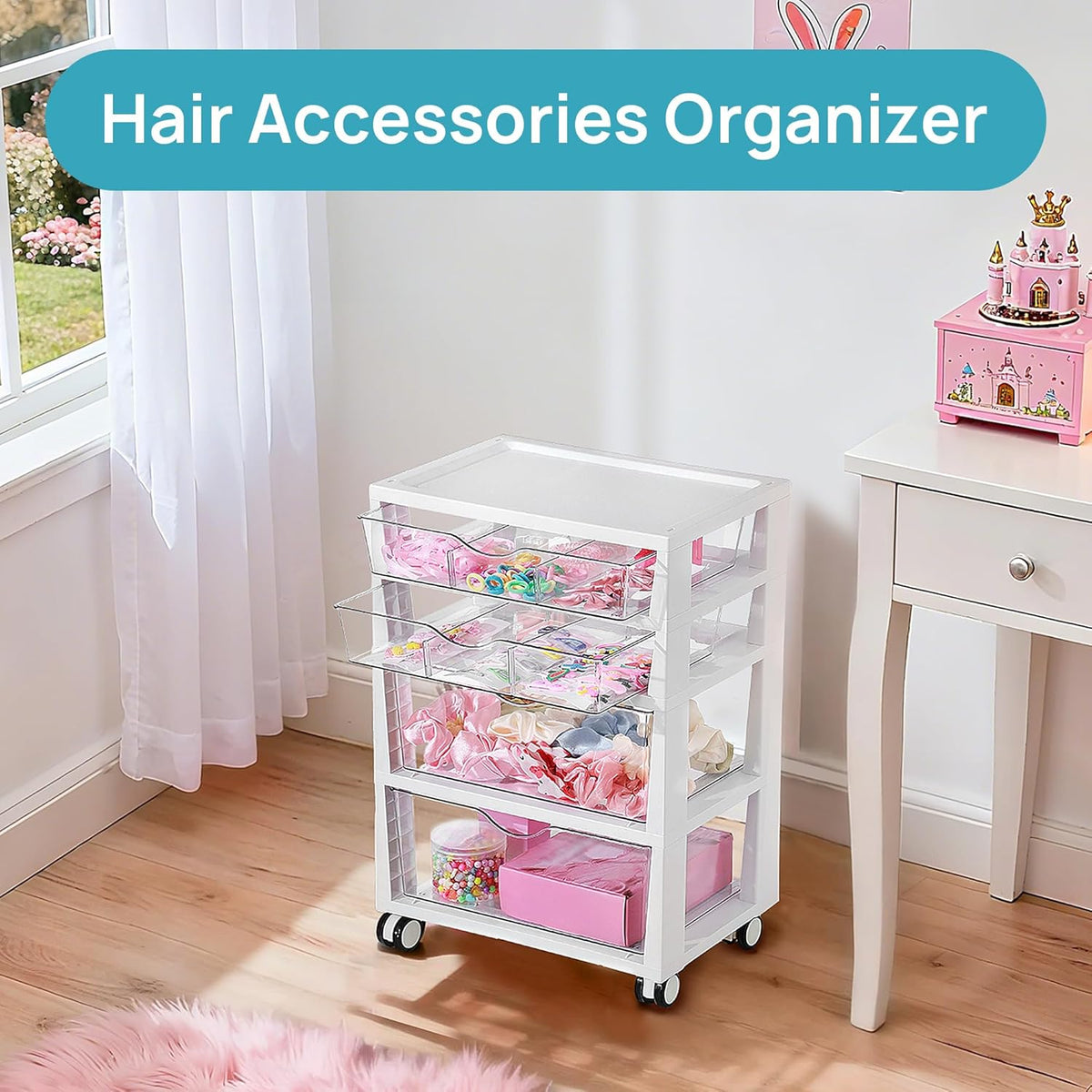 Vtopmart 4-Tier Rolling Drawer Cart - Versatile Storage Organizer for Home, Office & Crafts