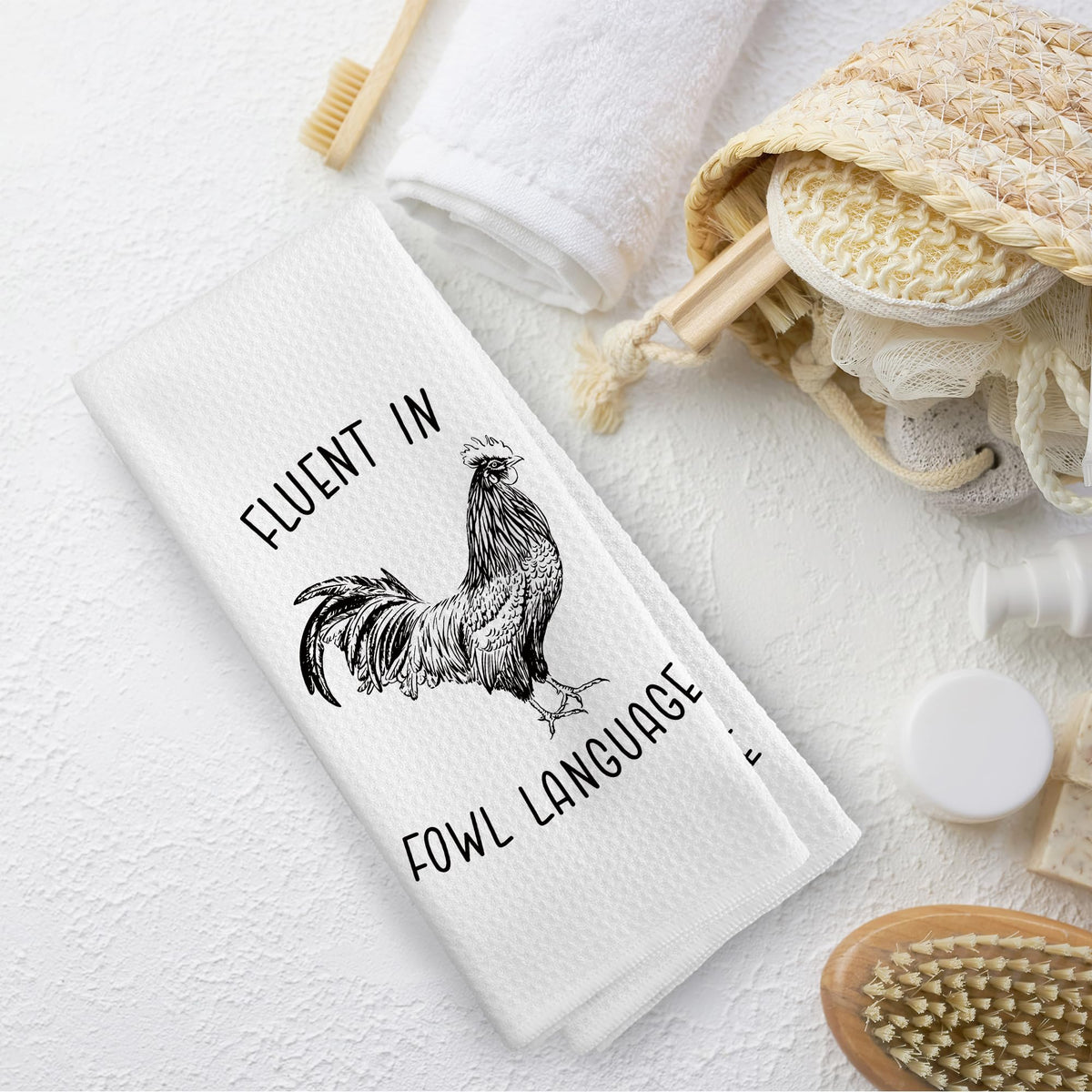 TAEDIN Chicken Kitchen Towels Funny Dish Towel with Sayings 16x24 Inches, Chicken Lovers Gifts Decorative Absorbent Dishcloths Tea Towels for Kitchen Bathroom Decor, Humorous Gifts for Women Men
