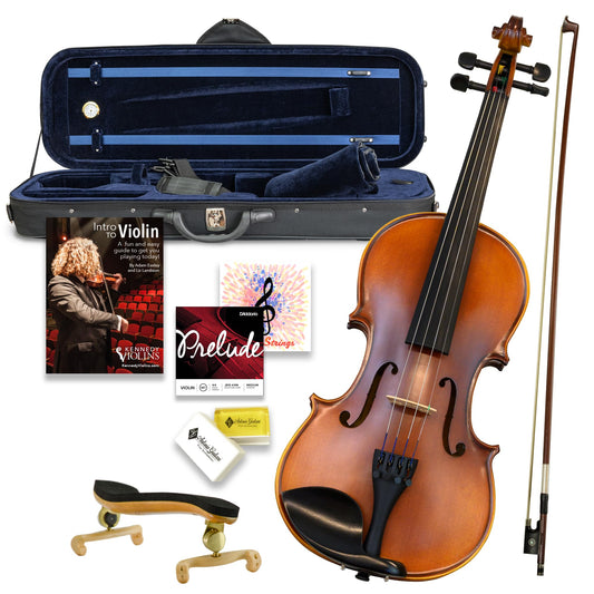 Ricard Bunnel G2 Violin Outfit 1/8 Size - Carrying Case and Accessories Included - Solid Maple Wood and Ebony Fittings By Kennedy Violins