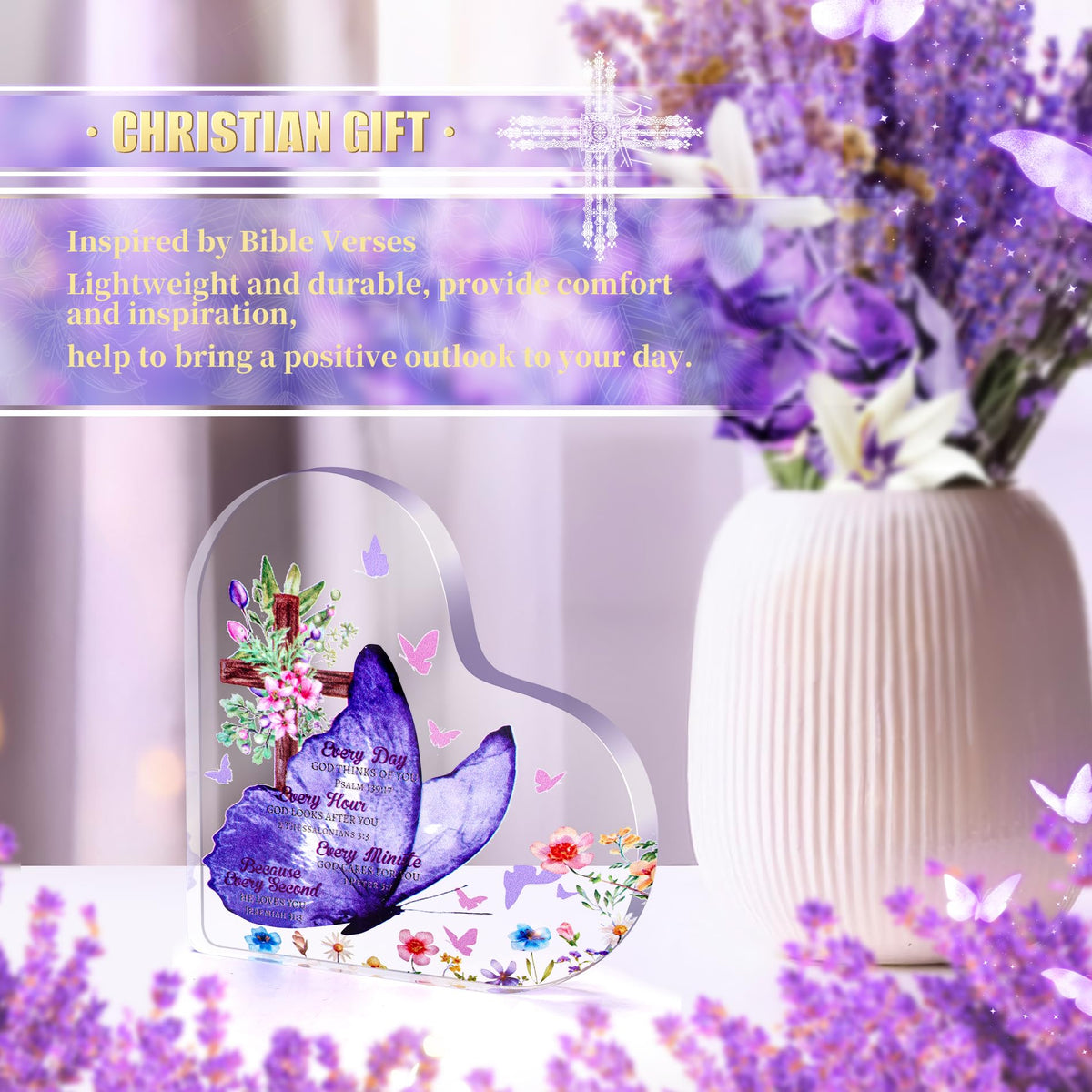 13PCS Christian Gifts for Women Faith,Self Care Package Get Well Soon,Lavender Relaxing Spa Care Package Mothers Day Baskets for Her Mom Friend Sister Wife Valentine's Day Gift, Birthday Gifts