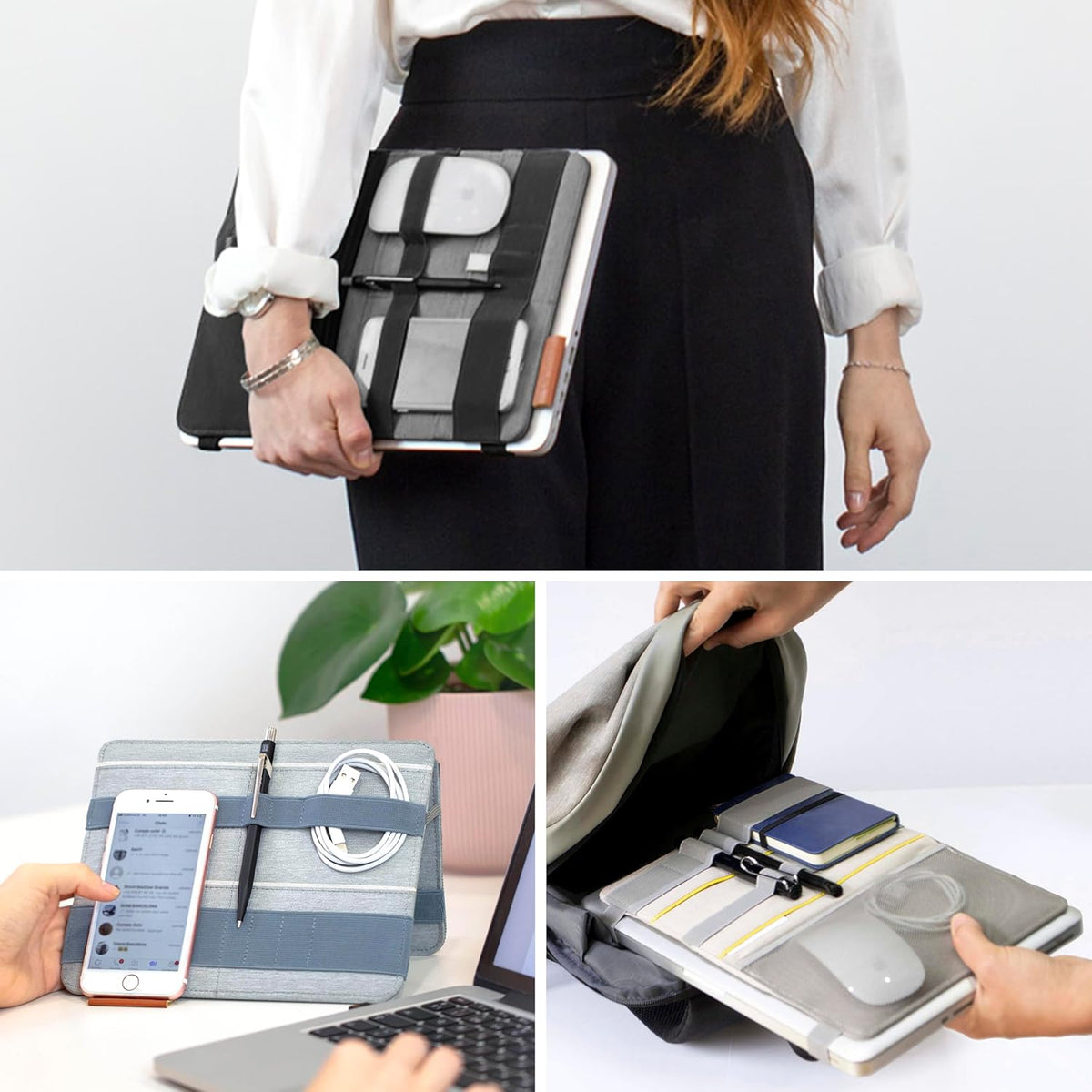 Backpack Beblau FOLD Portable TECH Organizer attachable to your Devices | Desk Sleeve | Gadget case | Working from Home