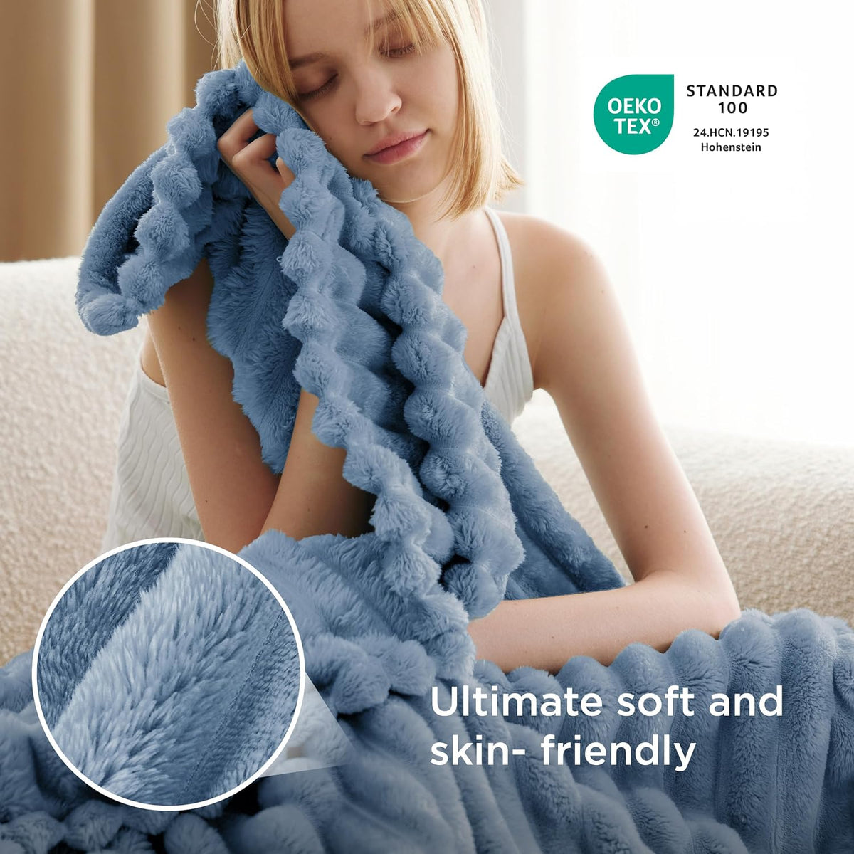 Bedsure GentleSoft Throw Blanket - Cozy Blue Couch Blanket, Perfect for Women & Girls, 50x70 Inches