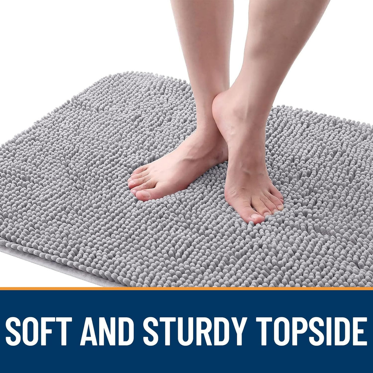 OLANLY Dog Door Mat - Absorbent Non-Slip Chenille Mat for Muddy Paws | 54x24 Light Grey Indoor Carpet