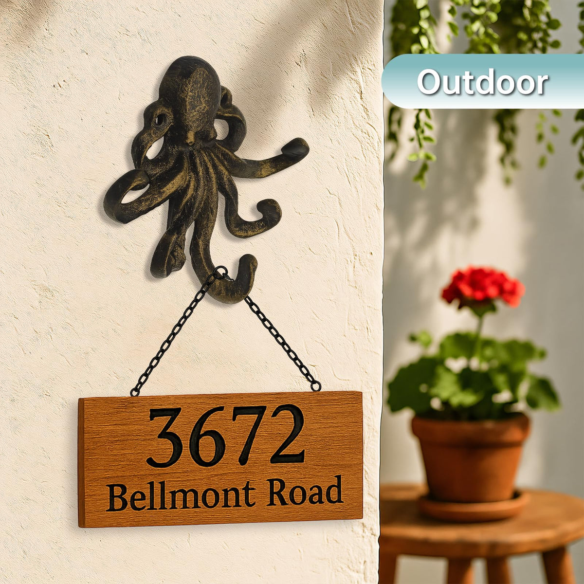 HERNGEE Octopus Cast Iron Wall Hook – Nautical Decorative Key Holder, Coastal Ocean Theme Animal Hook for Entryway, Bathroom, or Bedroom, Heavy Duty Antique Bronze