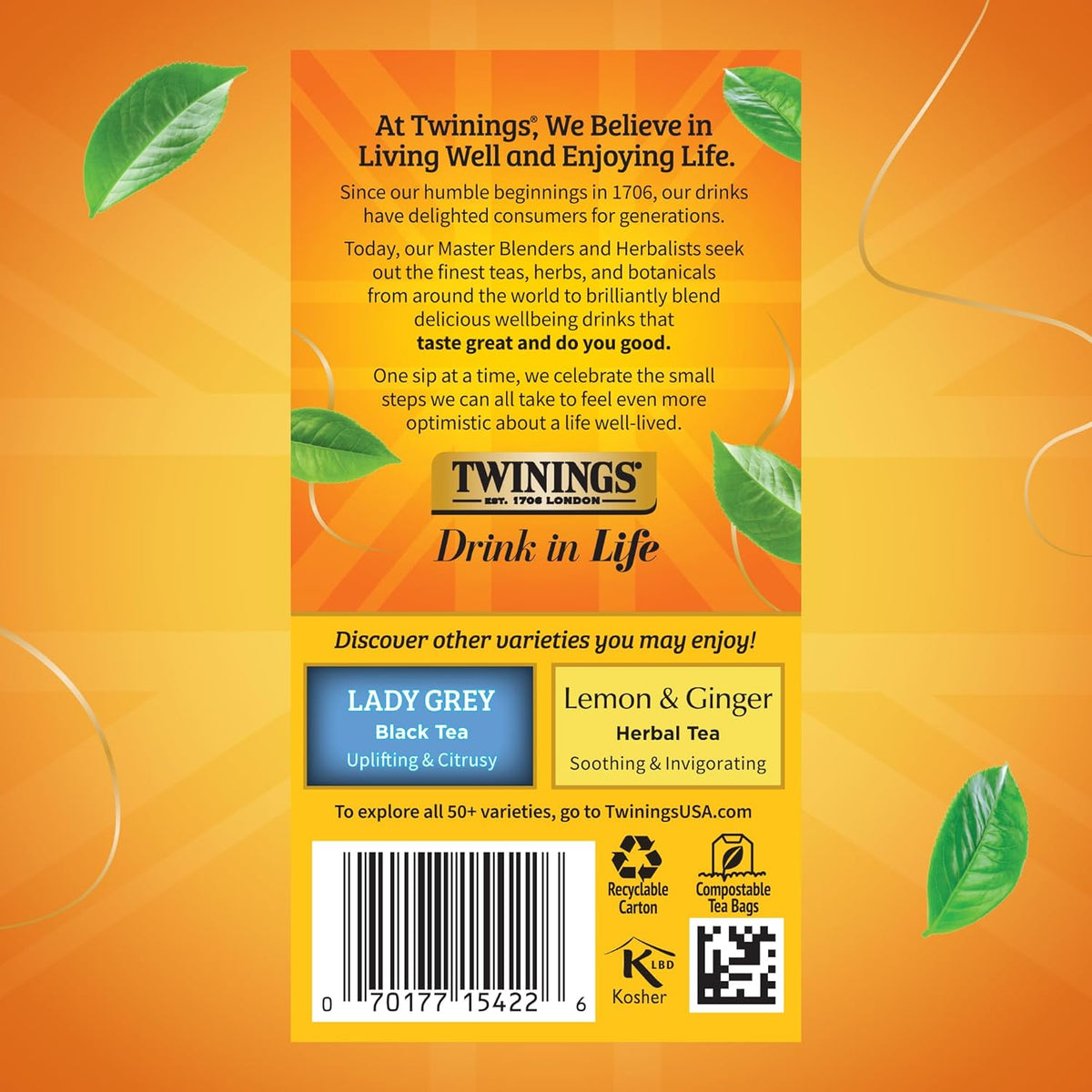 Twinings Earl Grey Black Tea - Individually Wrapped Bags with Citrus & Bergamot Flavor | 20 Count