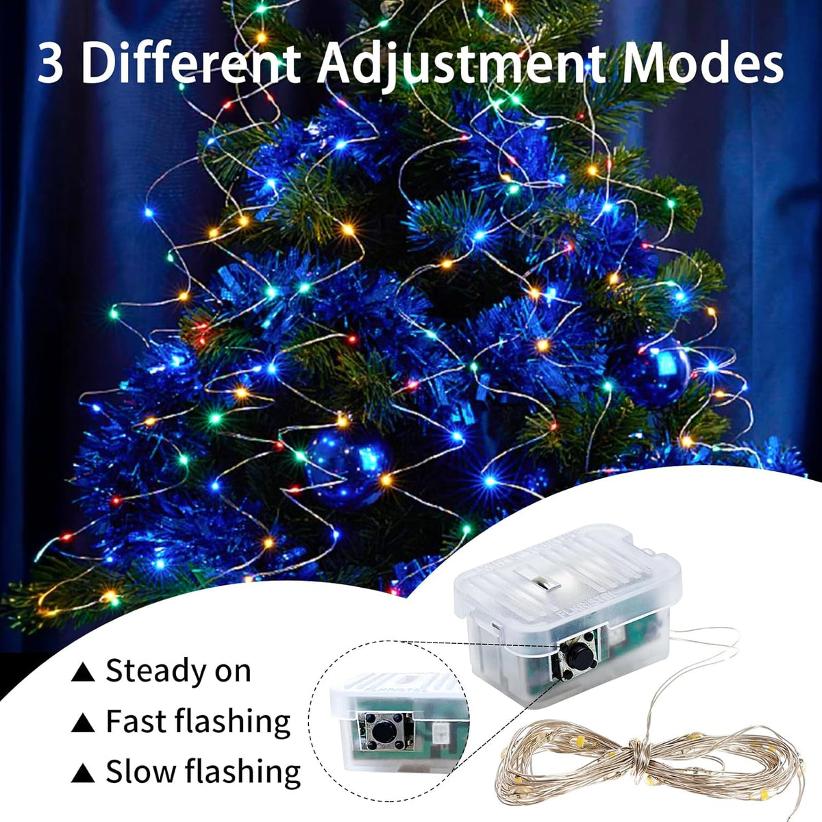 Skiennix 12 Pack Fairy Lights - 7Ft 20 LED Twinkle String Lights | Waterproof & Battery Operated for Parties, Weddings, Christmas & More - Rainbow & Blue