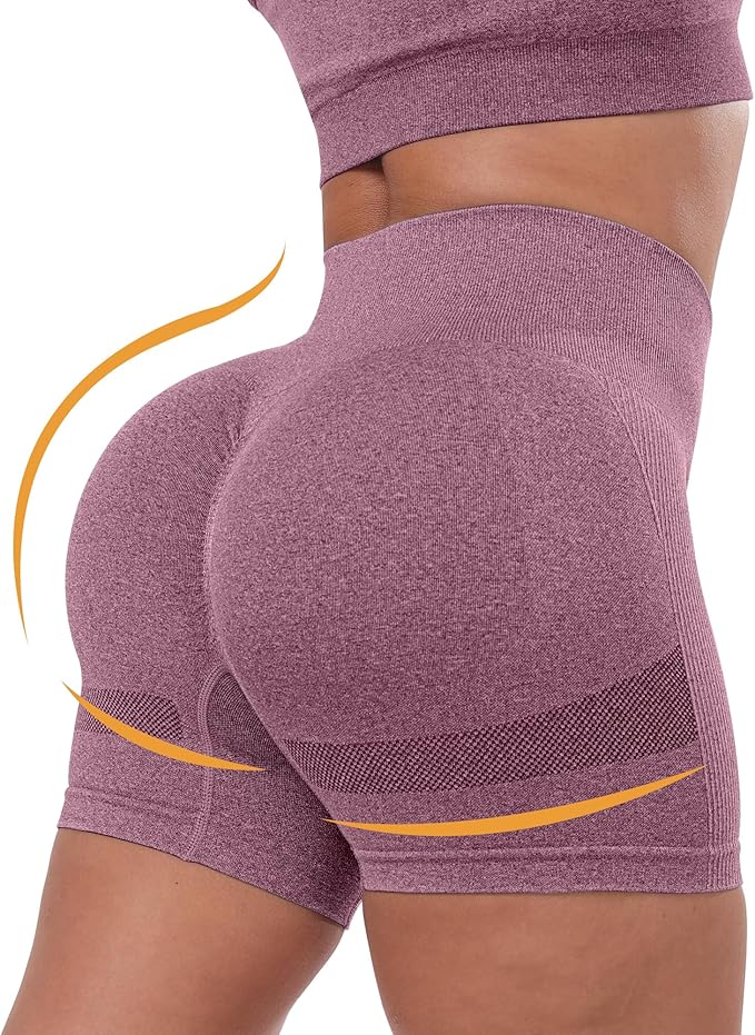 CHRLEISURE Women's 4 Packs Workout Gym Shorts, High Waisted Butt Lifting Scrunch Butt Seamless Booty Shorts