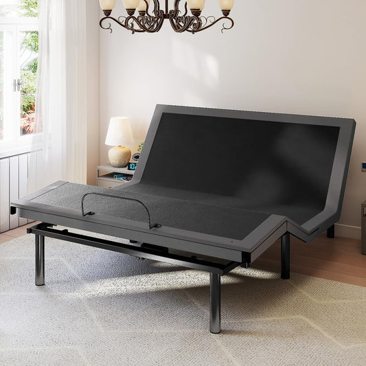 Sweetcrispy Queen Adjustable Bed Frame, Ergonomic Electric Base with Wireless Remote and 2 USB Ports, Head and Foot Incline, Zero Gravity, Anti-Snore, Easy Assembly