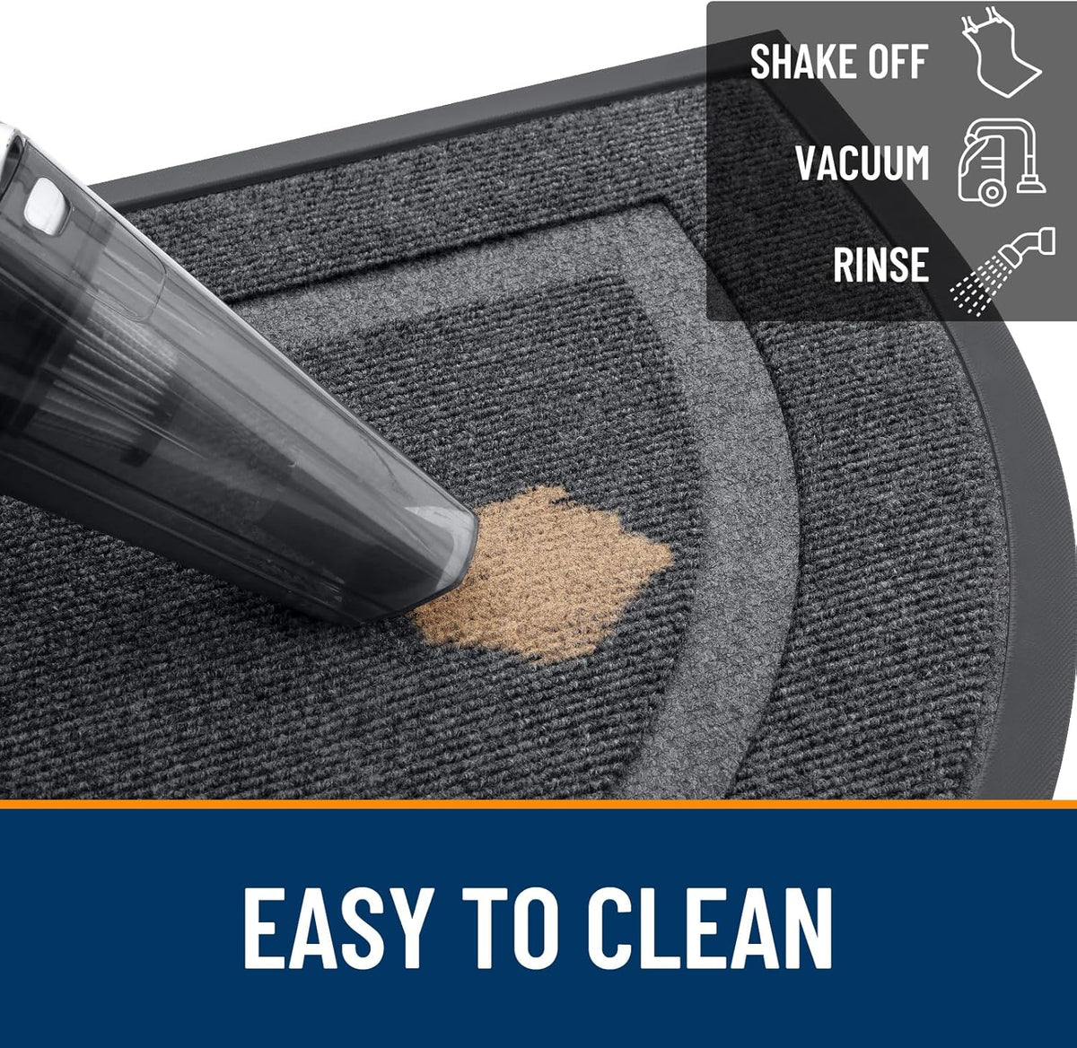 OLANLY Half Circle Door Mat - Waterproof All-Season Welcome Mat | Sturdy Natural Rubber, 59x23, Grey