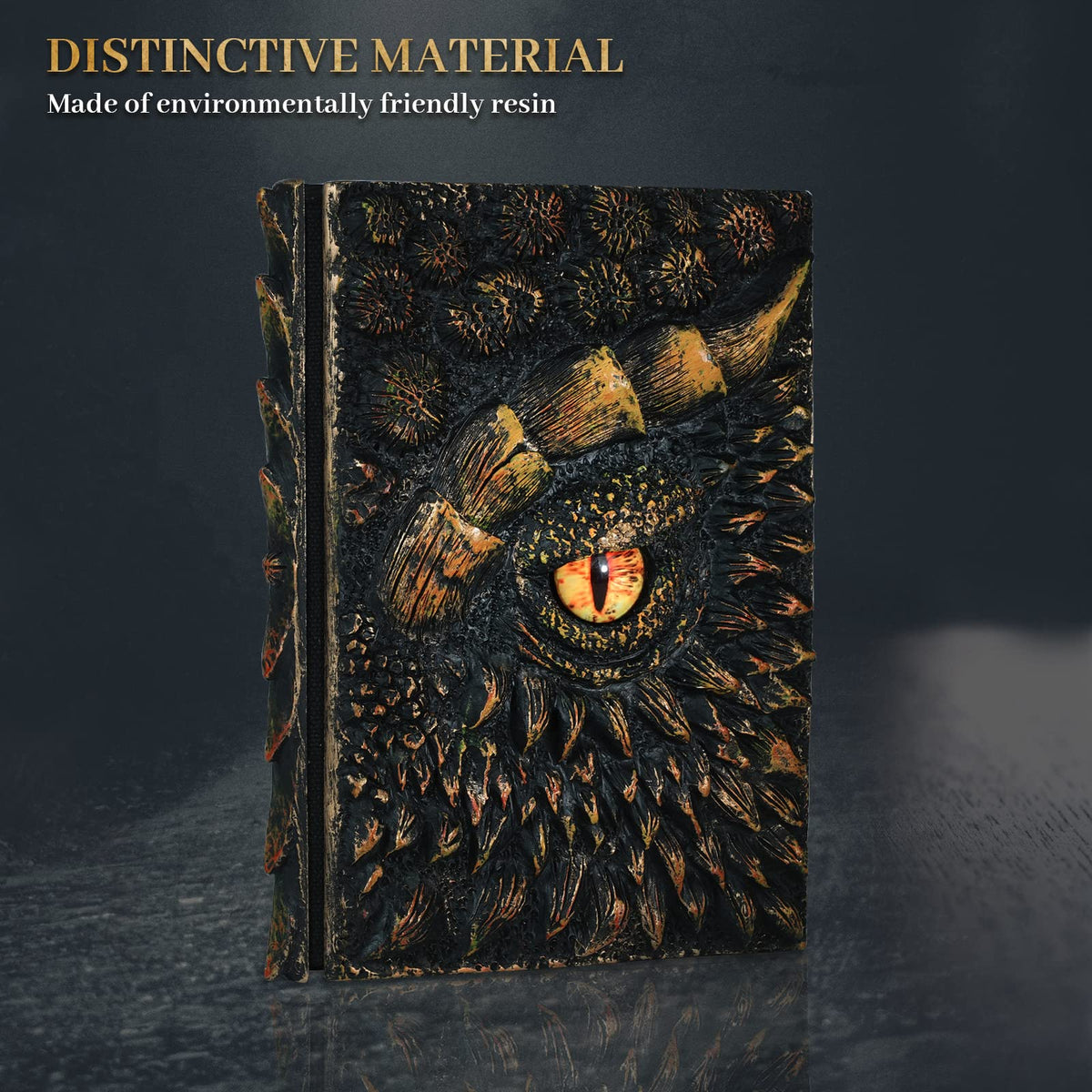 molshine A5 (7.3" x 5.1") 3D Dragon Embossed Journal,Resin Engraving Notebook,Retro Diary,100 Sheets Blank Paper,Hardcover Travel Notepad for Writing,Sketchbook,Collection,Gift,Decoration (Gold)