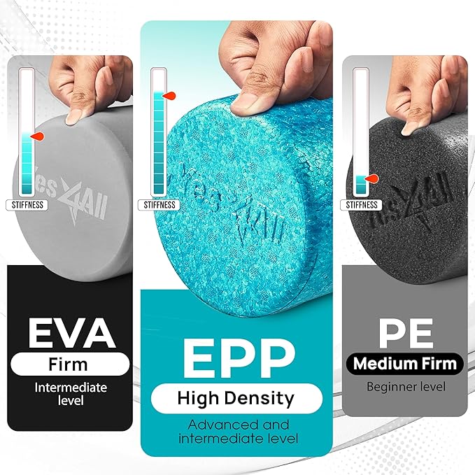 Yes4All High-Density EPP Round Back Roller Foam, Exercise Foam Roller for Yoga, Pilates & Stretching - 12, 18, 24, 36 inch