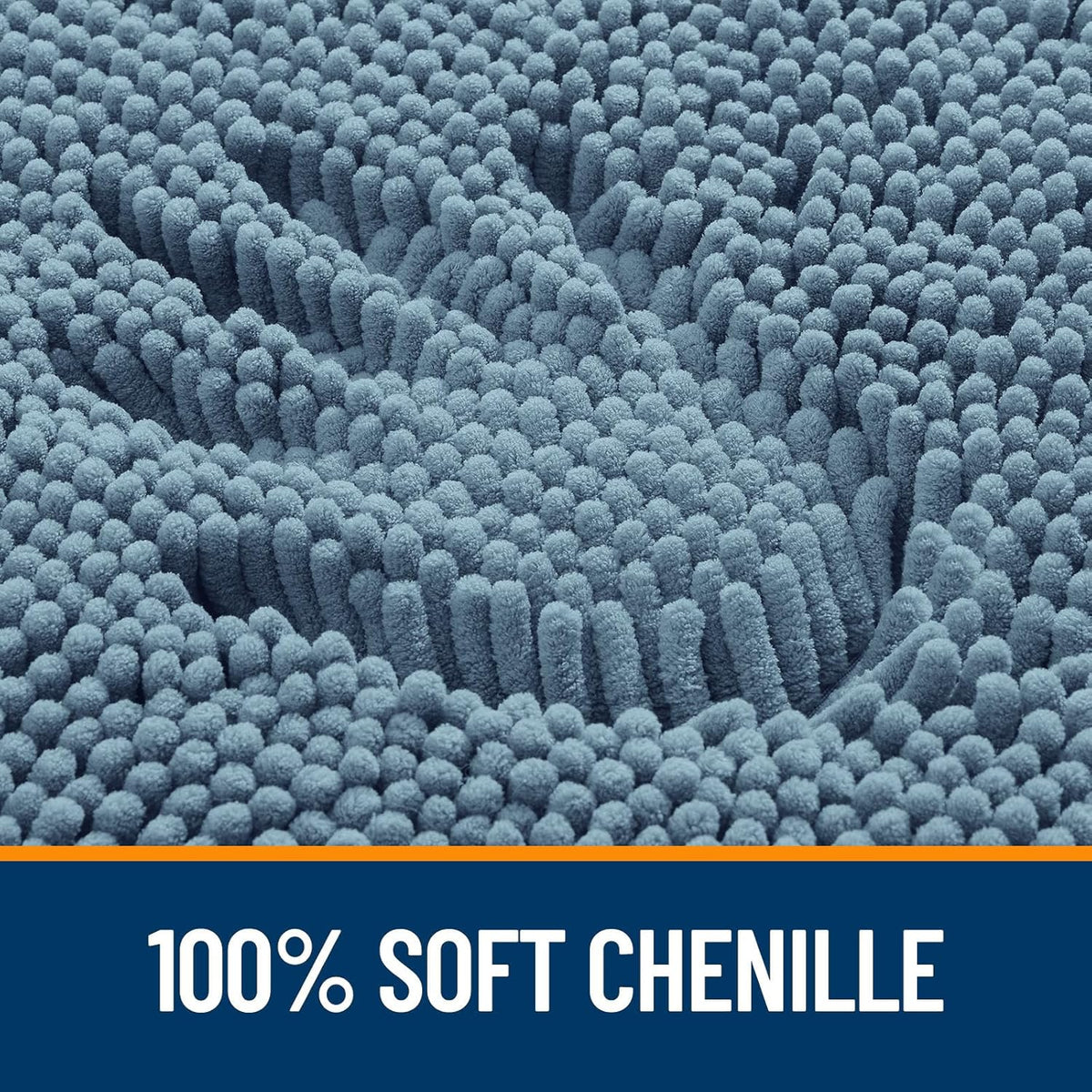OLANLY Bath Rugs - Extra Soft Chenille, Quick-Dry, Machine Washable | 24x16, Airy Blue Design