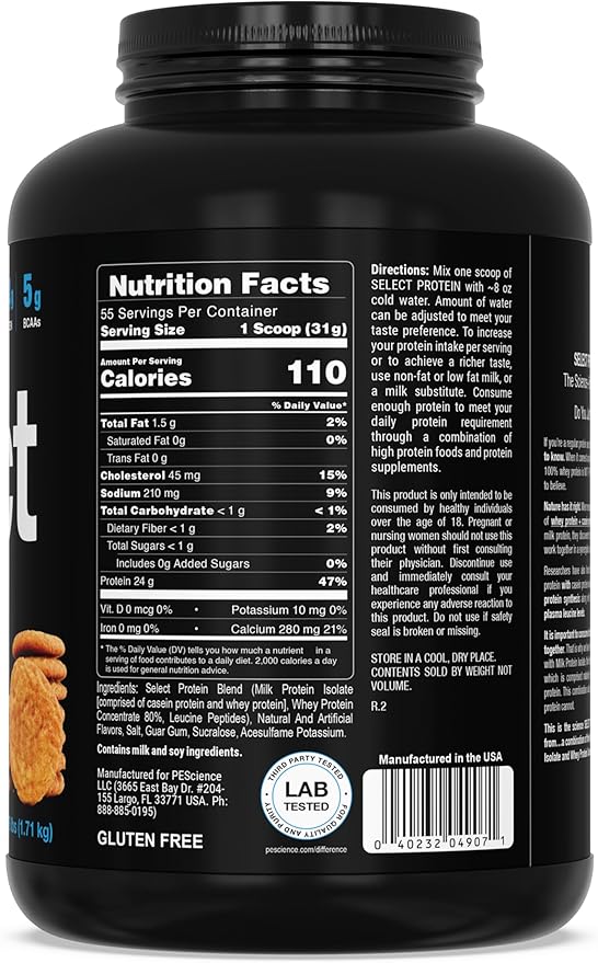 PEScience Select Protein Powder, Whey and Casein Blend, Clean Protein Powder for Women and Men, Low Calorie, Low Carb, Keto Friendly, Gluten Free - Snickerdoodle - 55 Servings