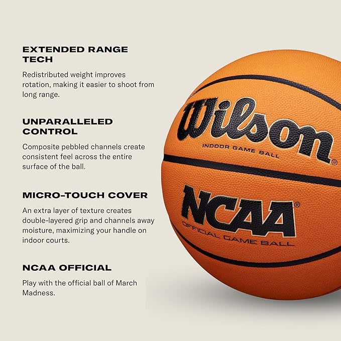 WILSON NCAA Evo NXT Official Indoor Game Basketballs - Sizes 6 and 7
