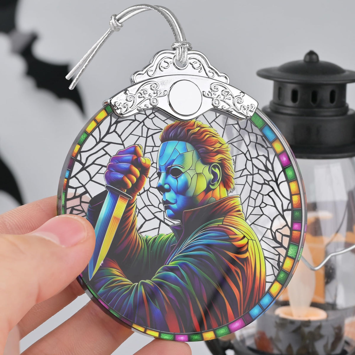 Halloween Horror Movie-Themed Stained Glass Orament - Christmas Ornament - Christmas Decorations for Tree - Holiday Present ldeas - Gift Exchange
