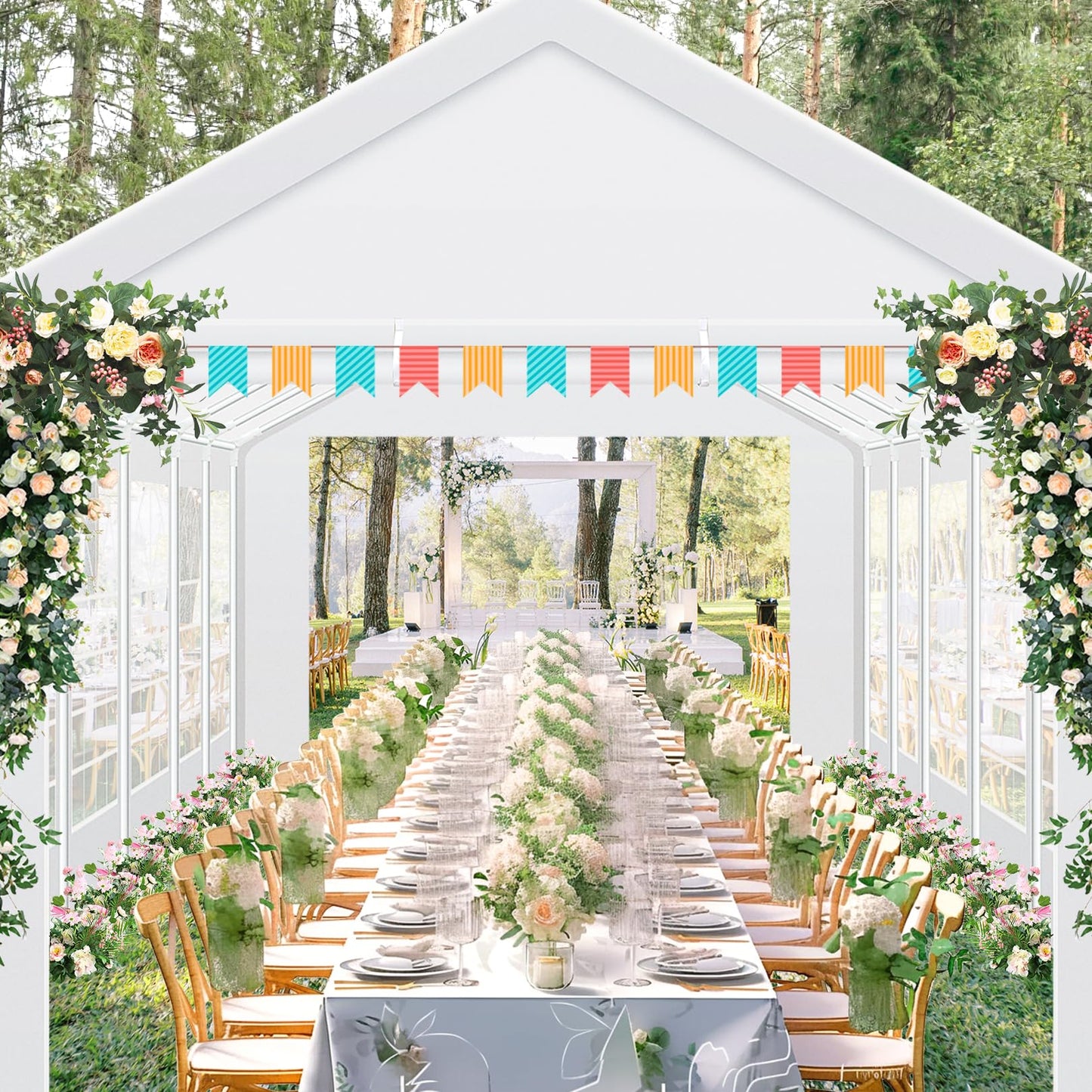 COBIZI 10x30 Party Tent Heavy Duty, Large Outdoor Wedding Tents for Parties with 8 Sidewalls & Built-in Sandbags,Waterproof Event Canopy Gazebo Commercial Tent for Carport,Camping,Patio,Windproof