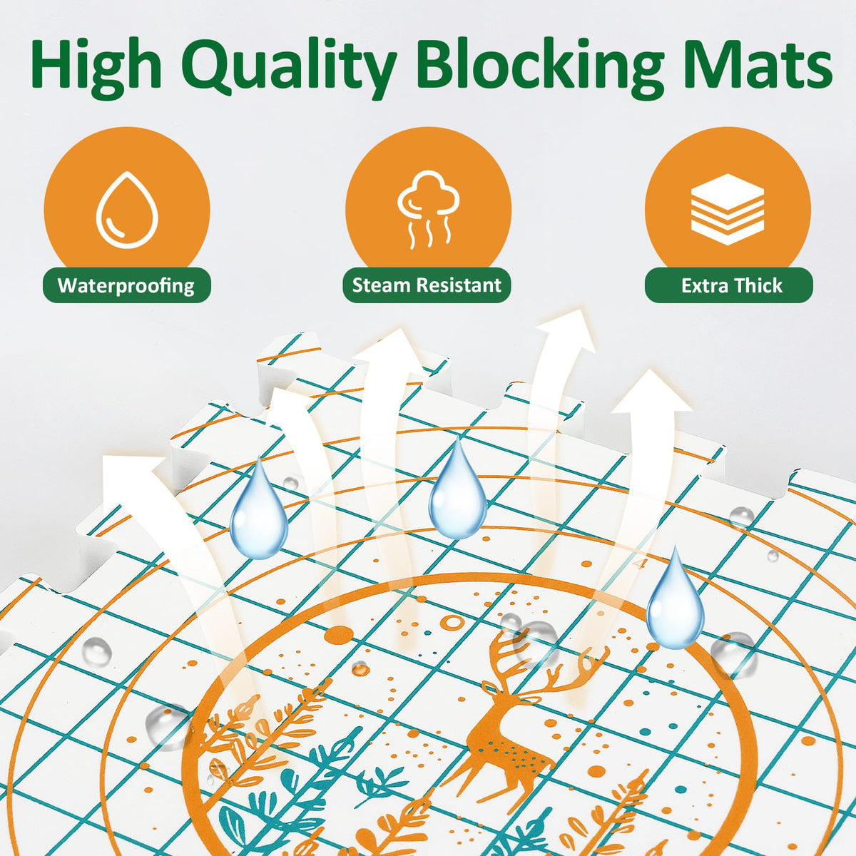 9 Pcs Blocking Mats for Knitting, Extra Thick Blocking Boards with Grids, with 200 T-Pins and 24PCS Knitting Blockers, for Needlepoint or Crochet