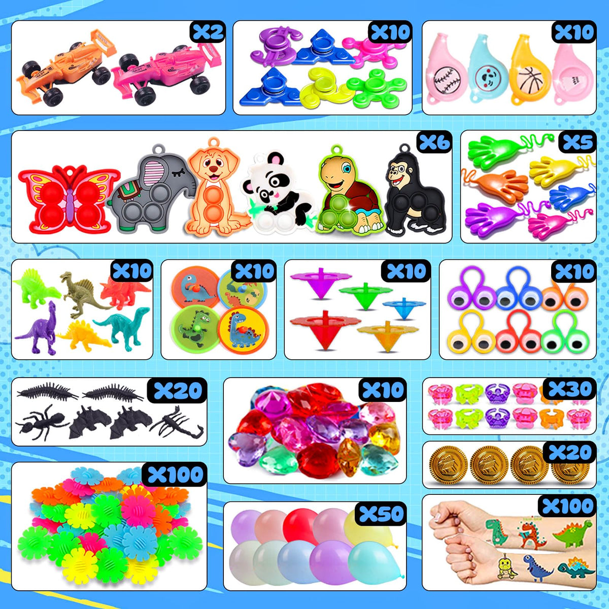 Kiss Monkey Party Favors for Kids 8-12 4-8, 640 PCS Fidget Toys Bulk, Prize Treasure Box Toys for Classroom, Goodie Bags Stuffers for Kids, Birthday Gifts, Carnival Prize, Pinata Stuffers