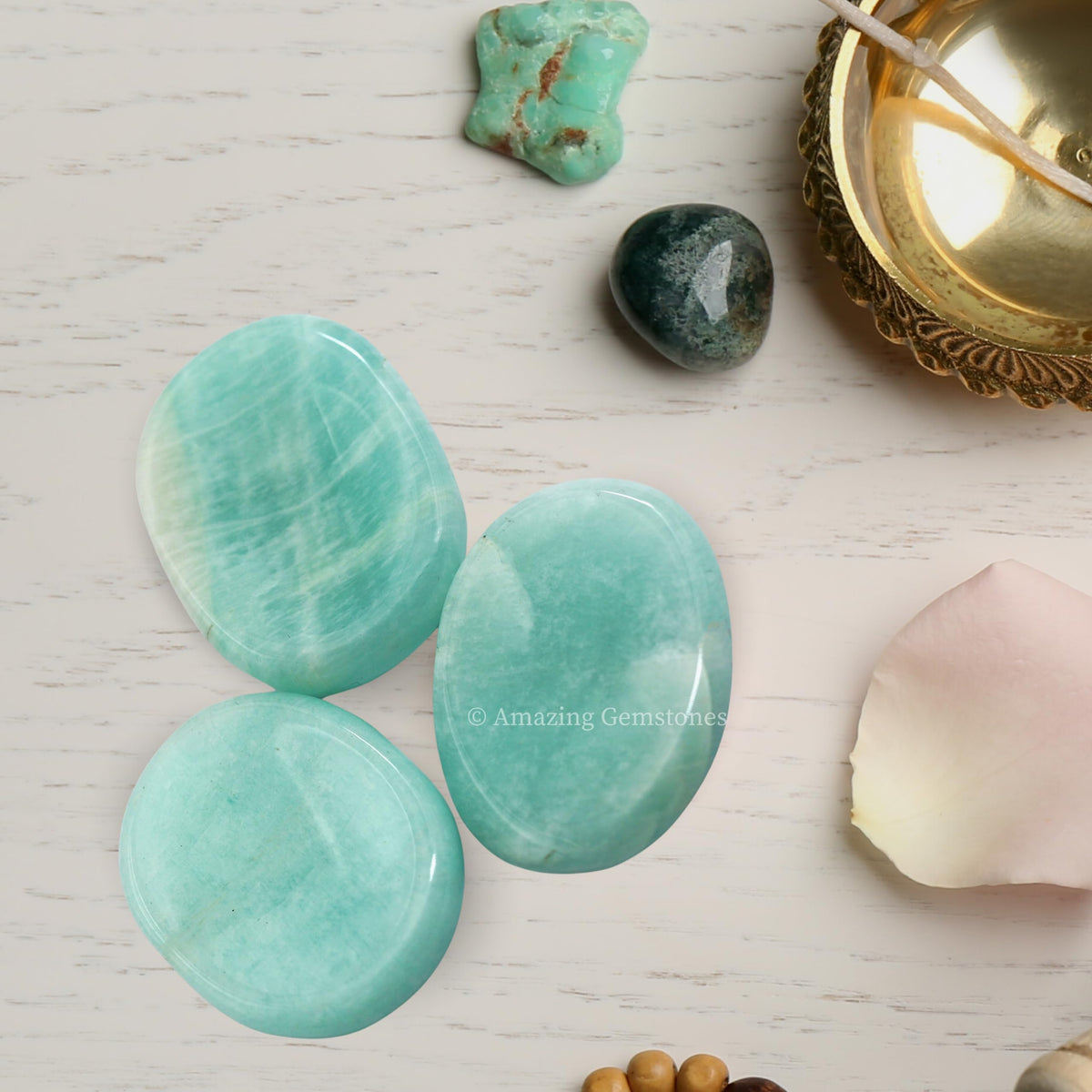 Amazing Gemstone Amazonite Worry Stone Crystals and Healing Stones for Stress Relief Gifts - Piedra Crystal Fidget for Meditation, Relaxation - Unique Stocking Stuffers and Birthday Gifts