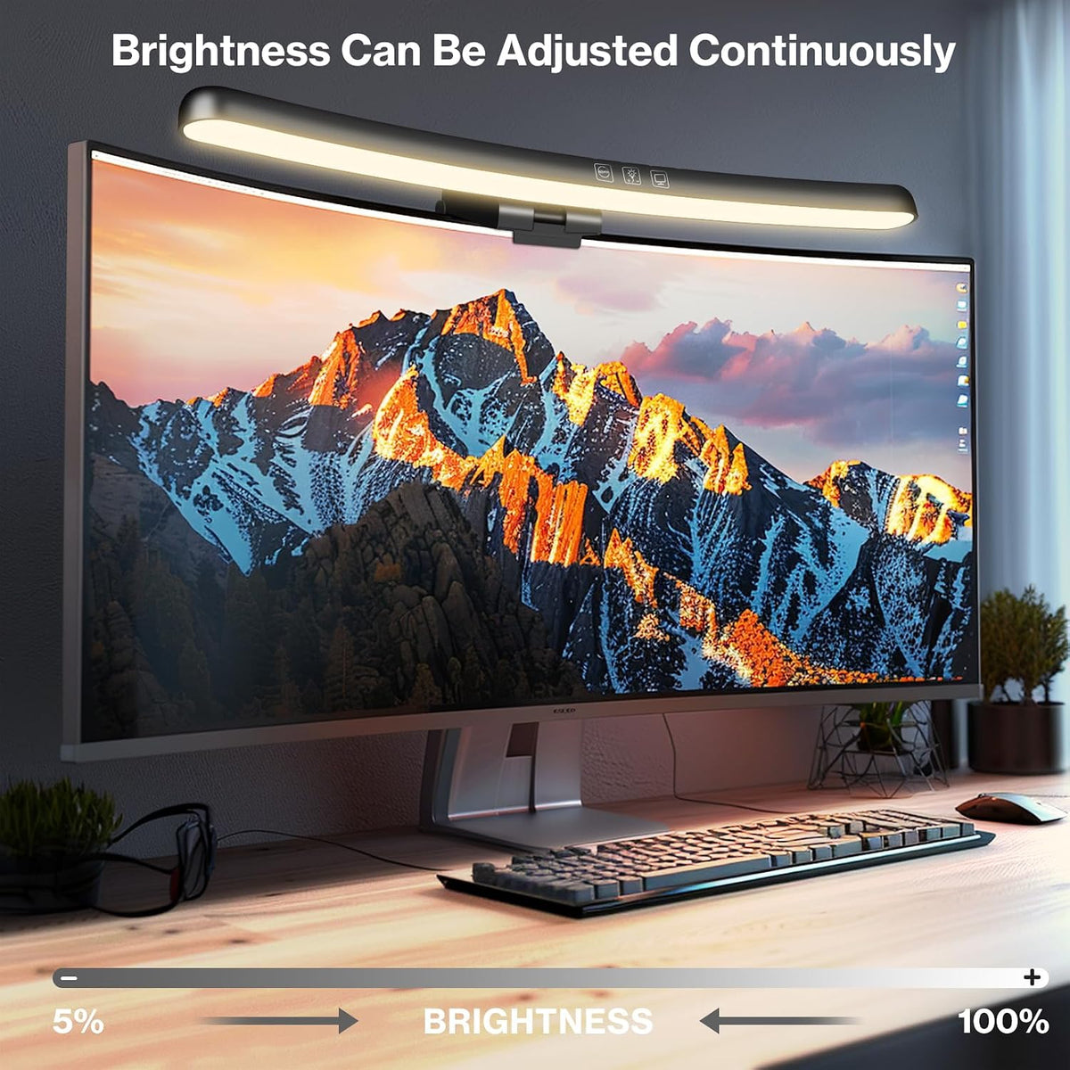 Dimmable 3 Laliled Monitor Light Bar, Curved Computer Monitor Lamp for Eye Caring LED Screen Light Bar, Color