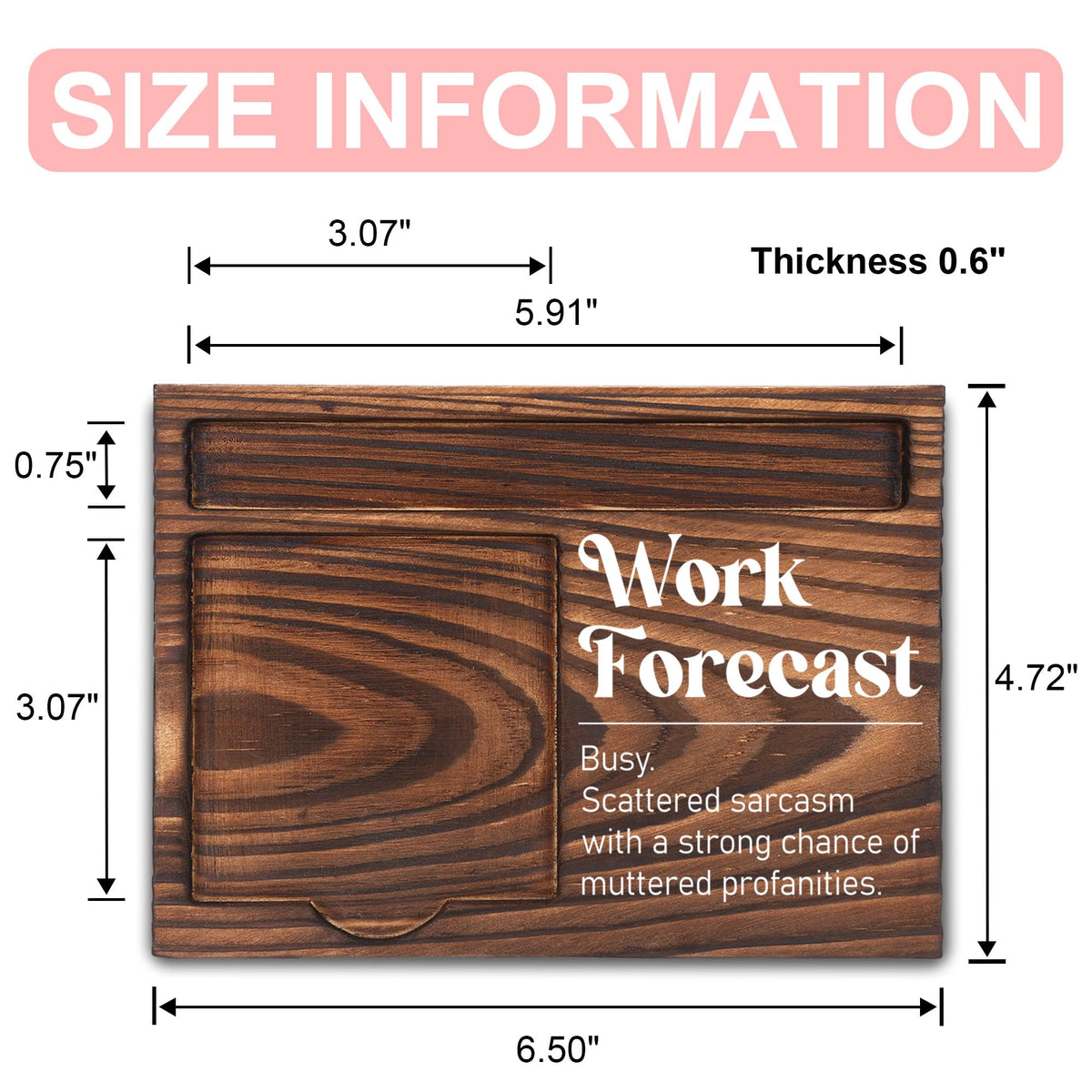 Funny Office Work Gifts for Coworker, Sarcastic Gag Going Away Farewell Gifts, Work Forecast Sticky Note Holder, Post-it Note Dispenser for Desk, Wooden Post-it Note & Pen Holder 6.5" x 4.7" - FTA110