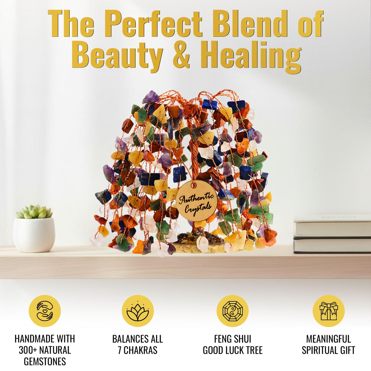 ANAYA AGATE 7 Chakra Tree of Life Feng Shui Crystal Tree for Home Décor, Wealth, Luck & Protection, Spiritual Reiki Healing Bonsai for Positive Energy Gift, Meditation & Manifestation Decor