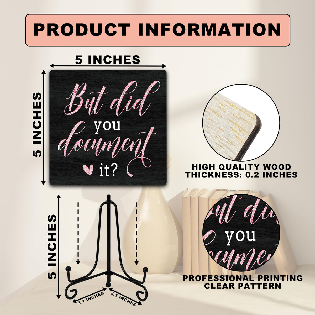 Funny Office Desk Decor, But Did You Document It Wooden Sign, Birthday Christmas Thank You Gifts for Women Men Leader Boss Mentor Coworkers, Cute Cool Desk Accessories for Home Office-B19