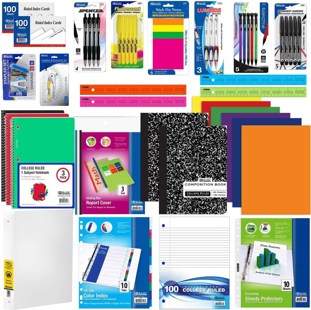 OMURA 70 Count All in One School Supplies Kit Middle School & High School Supplies Bundle - Homeschool Supplies, School Supplies for Girls - Back to School Kit & High School Supplies Kit