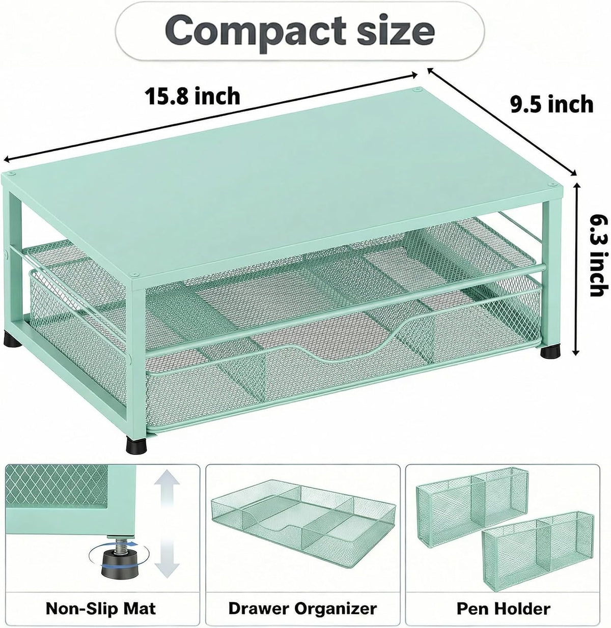 2 LEKETREE Tier Monitor Stand, Computer Monitor Riser, Office Desk Accessories, Desk Organizer Desk Shelf Printer