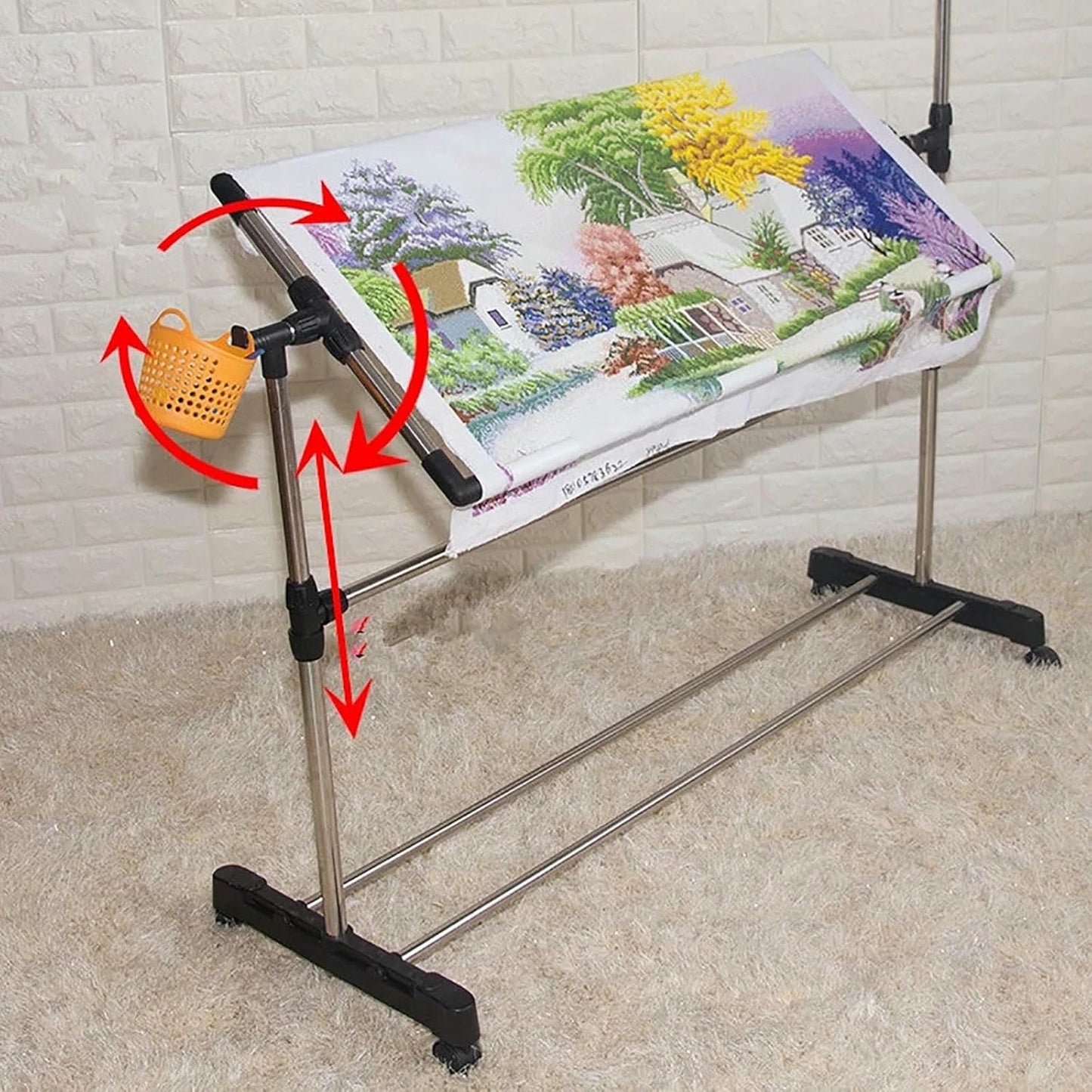 Embroidery Stand - Height Adjustable Floor Frame for Versatile Needlework, Cross Stitch, Sewing and Art Craft - Convenient Lap Table for Standing, Perfect Embroidery Holder!~/