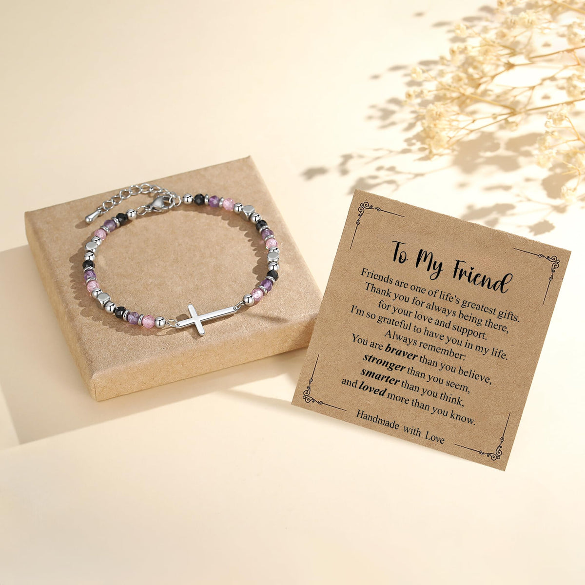 Friendship Bracelets for Women, Dainty Christian Cross Bracelet Adjustable Crystal Anxiety Relief Jewelry, Unique Gift for Birthday, Graduation, Christmas, Anniversary