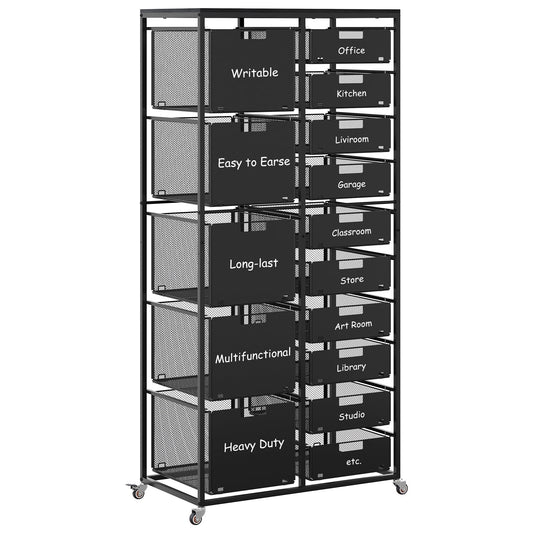 EasyPAG Rolling Storage Cart With 15 Drawers, Metal Craft Organizers And Storage Cart With Wood Tabletop, 30 Lbs Capacity Per Drawer For Home Office Classroom And Dorm, Black
