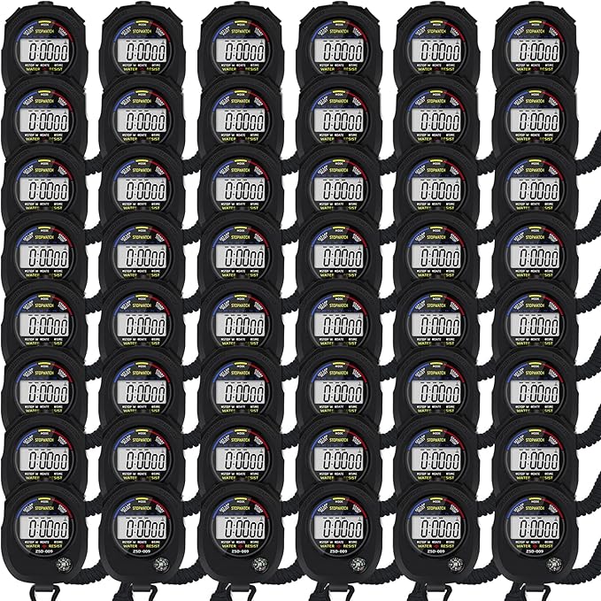 Multi-Function Electronic Digital Sport Stopwatch Timer, Large Display with Date Time and Alarm Function,Suitable for Sports Coaches Fitness Coaches and Referees (48 Pack)