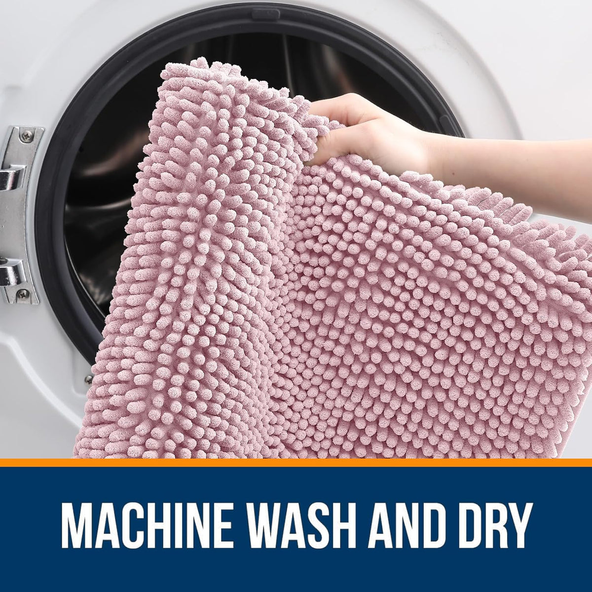 OLANLY Small Bathroom Rugs - Extra Soft Chenille Bath Mats | Quick-Dry, Machine Washable, Dusty Rose 24x16