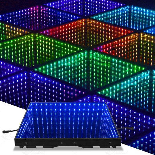 Moka SFX Dance Floor Stage Light,LED 3D Infinity Mirror Wired Portable Illuminated LED Dance Floor Panels for Stage Wedding Dance Show Event (25pieces)
