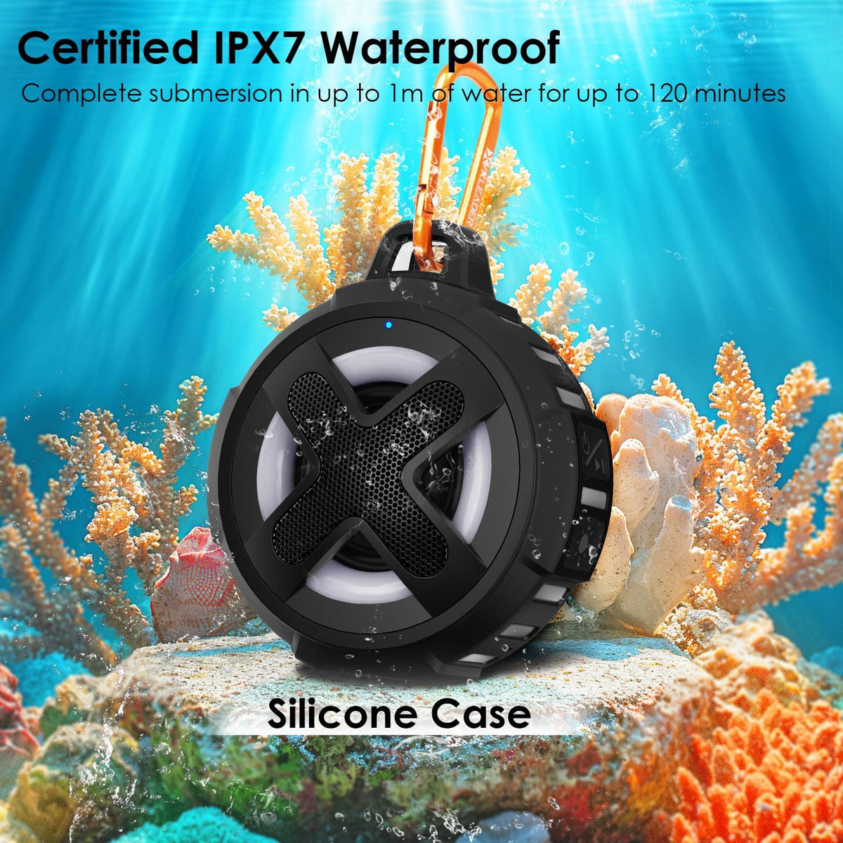 XLEADER V5.4, IPX7 Navigation,10W 24H Upgraded, Pro Bike Speaker, with Handlebar Mount, Bluetooth Waterproof, Silicone