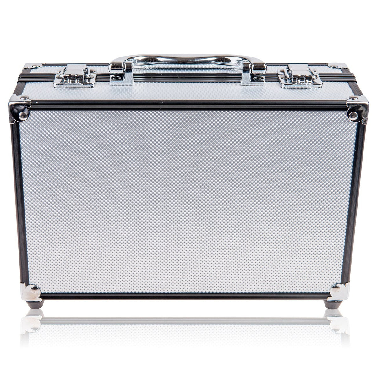 SHANY Carry All Make up Train Case with Pro Makeup Set, Beauty Brushes, Lipsticks, Eye Shadows, Blushes, Powders, and more - Reusable Cosmetics Storage Organizer - Premium Gift Packaging - Silver