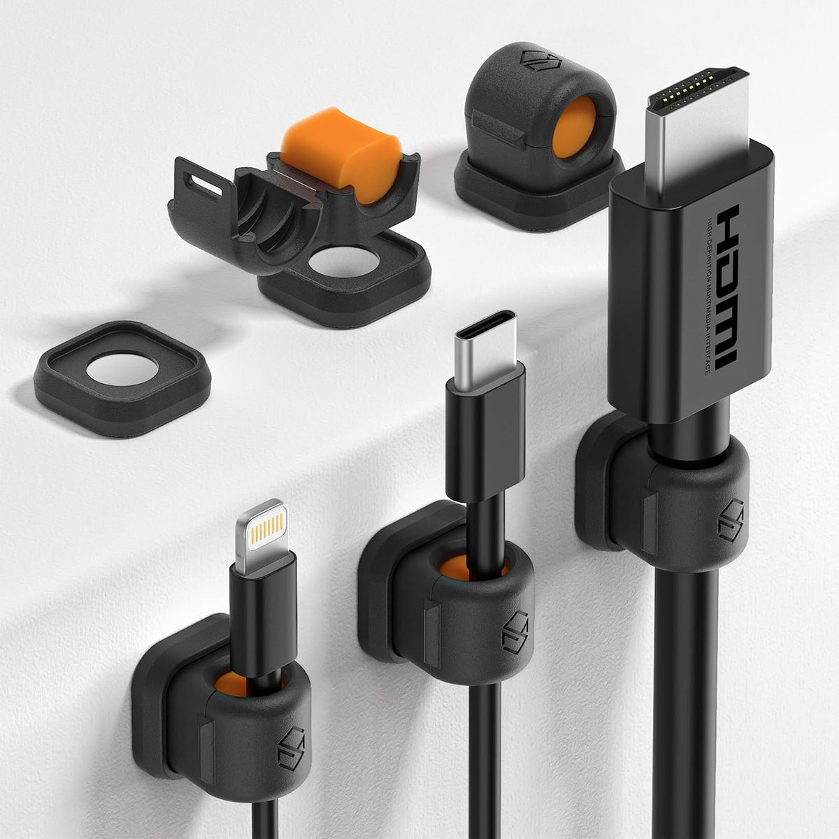 Sinjimoru 6 Pack 7.5mm Magnetic Cable Clips, Compact Size Cord Organizer & Cable Management for Desk, Nightstand & Car