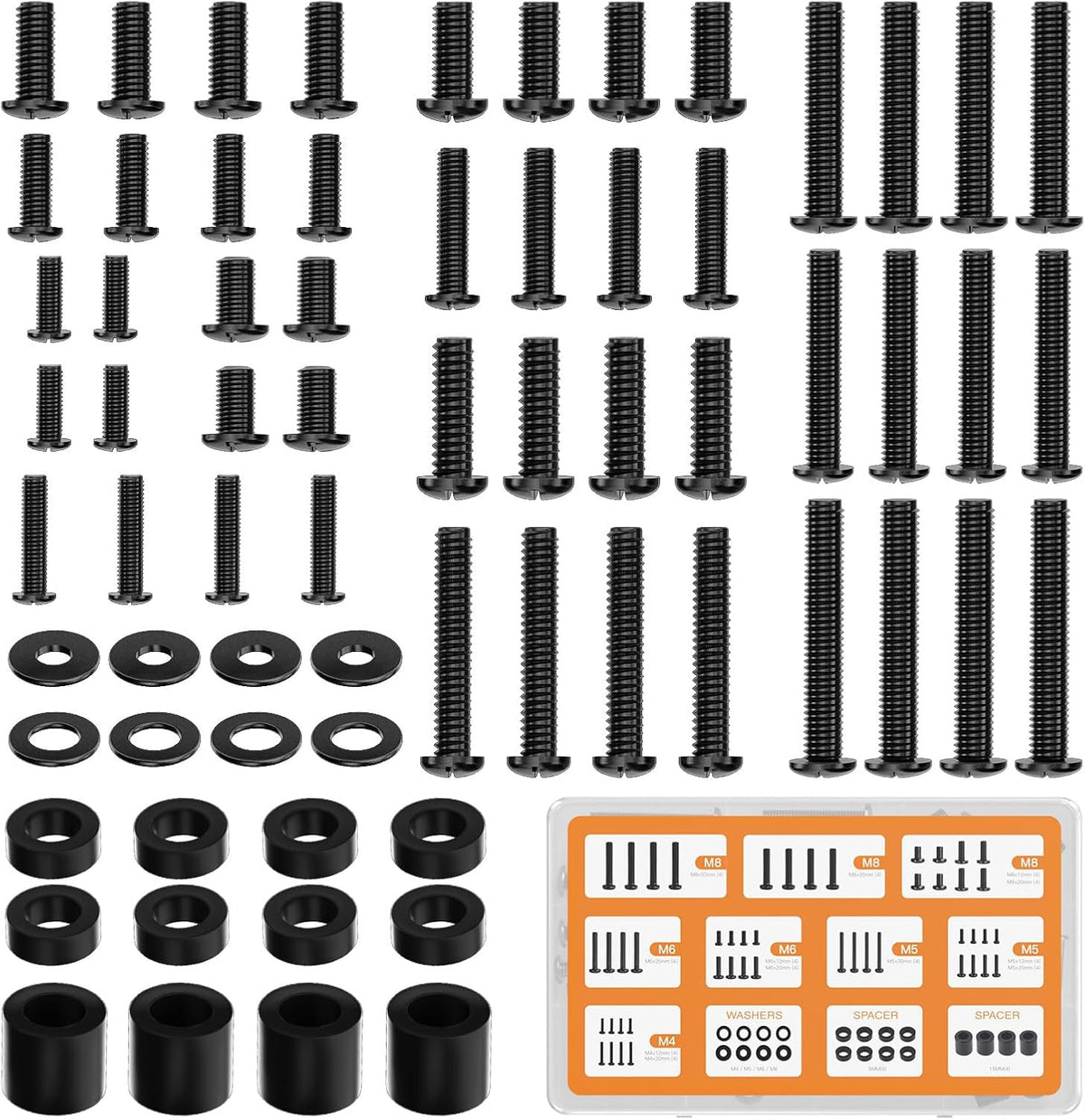WALI Set M4 M5 M6 M8 80 inch Universal TV Mounting Hardware Kit Includes TV Screws and Spacer Fit Most TVs up