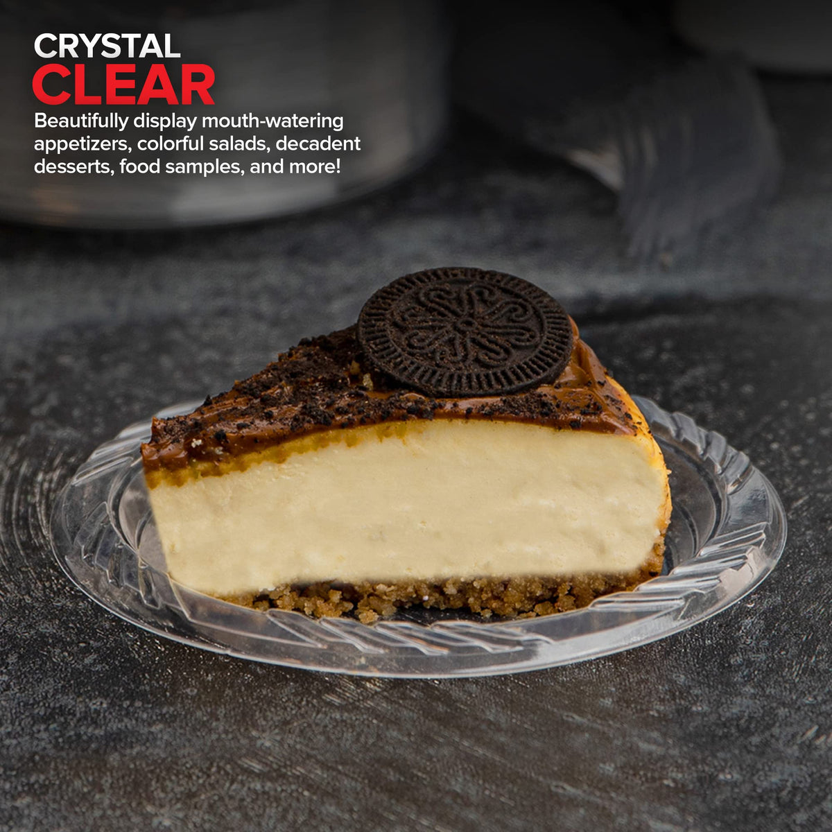 Stock Your Home 6-Inch Clear Plastic Dessert Plates (120 Pack) Flexible Disposable Clear Plates for Dessert & Appetizers, Crystal Clear Small Plates for Parties & Catering, Clear Plastic Party Plates