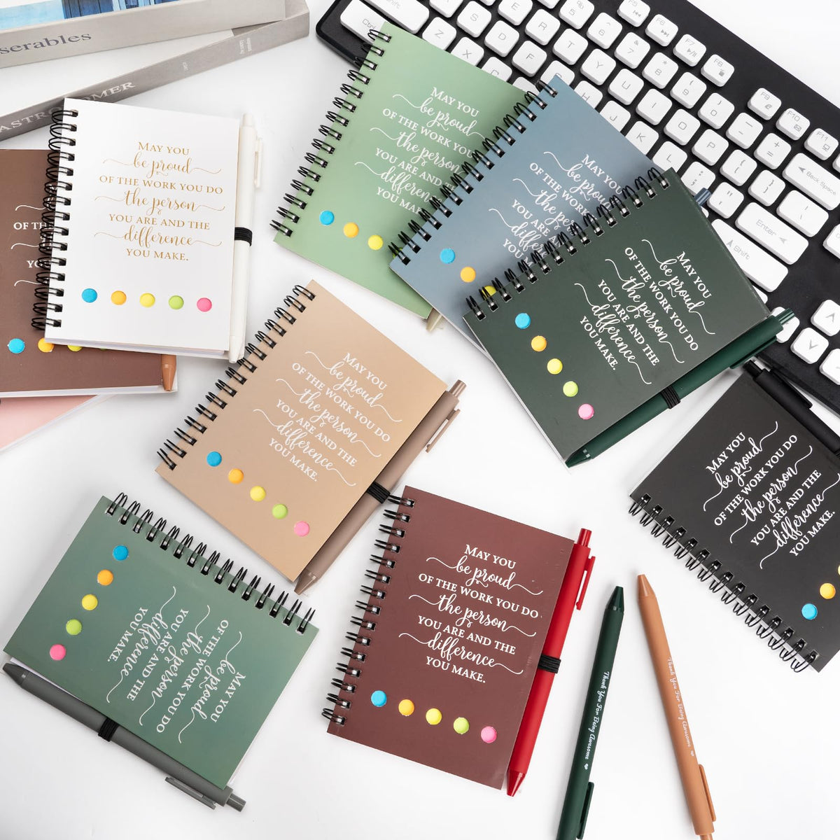 20 Sets Employee Appreciation Gifts Bulk Inspirational Spiral Notebook Journal with Sticky Note Motivational Pen Thank You Small Gifts for Coworkers Team Nurse Teacher Volunteer Office Staff Gift