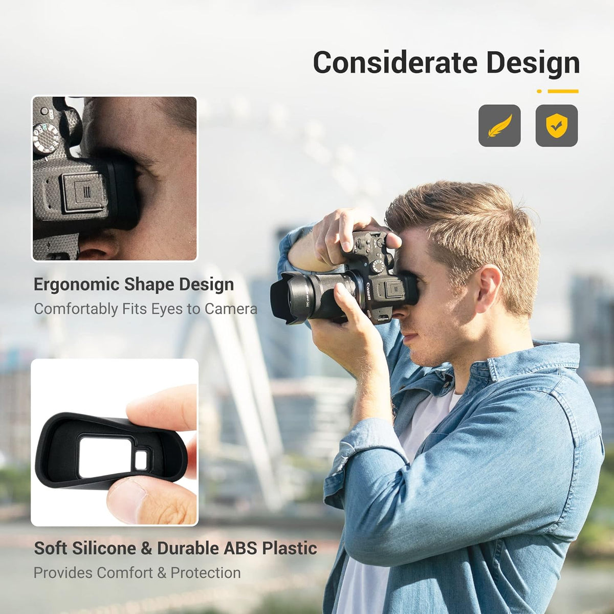 R7 R7 EOS Eye Cup Eyecup Eyepiece, Extended Long Soft Eyecup Eyepiece Viewfinder for Canon EOS Mirrorless Camera, Soft